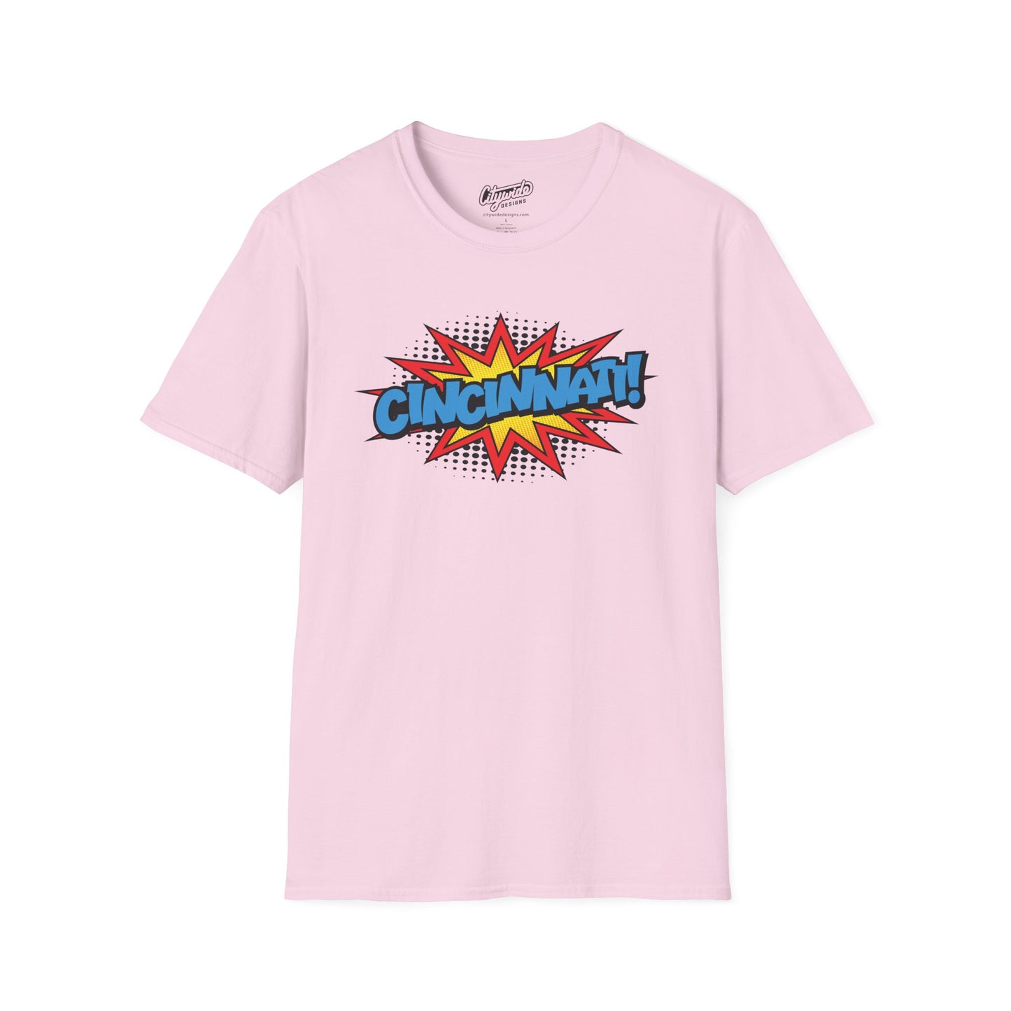 Cincinnati in Pop Art Comic Burst Graphic Tee with Halftone Dots