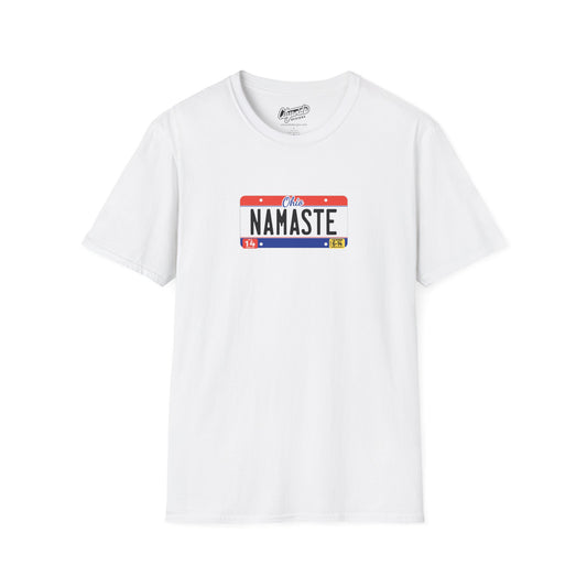 Ohio License Plate Graphic Tee with Namaste Text T-Shirt