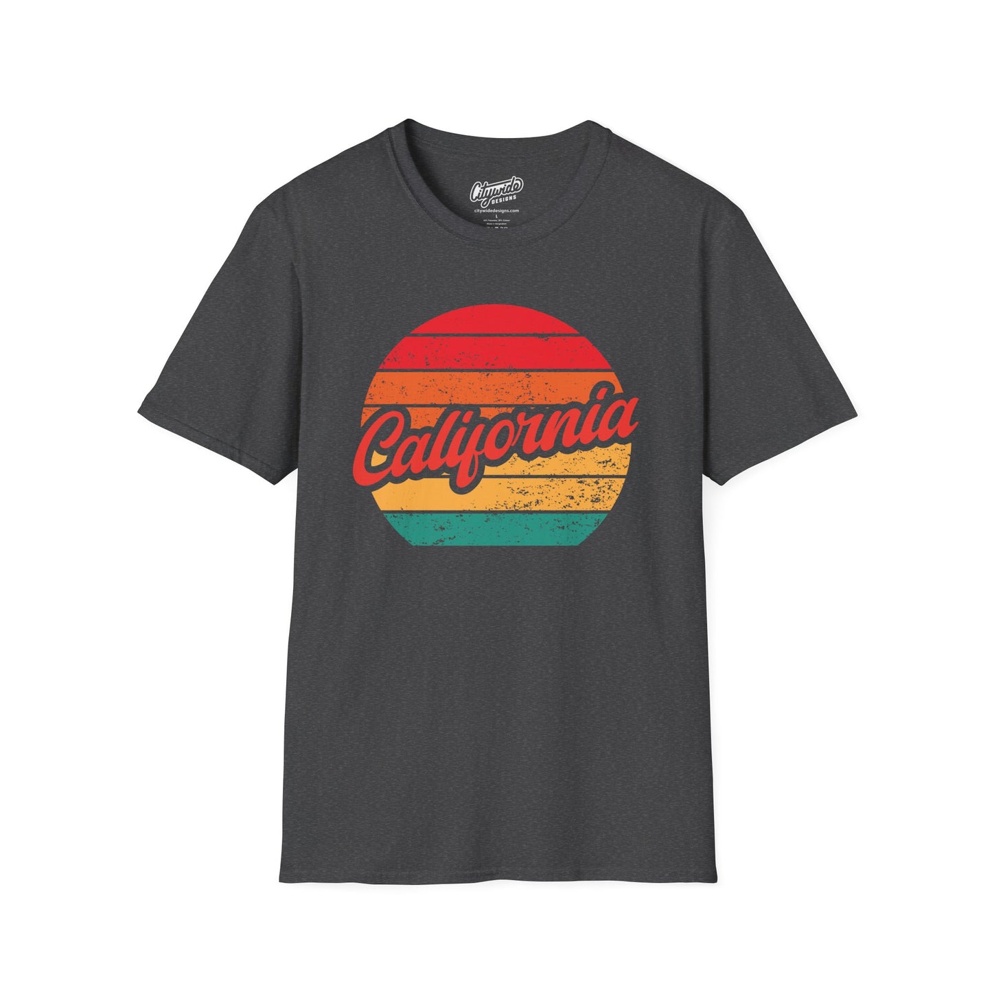 California, Colorful Retro Sunset Graphic T-Shirt