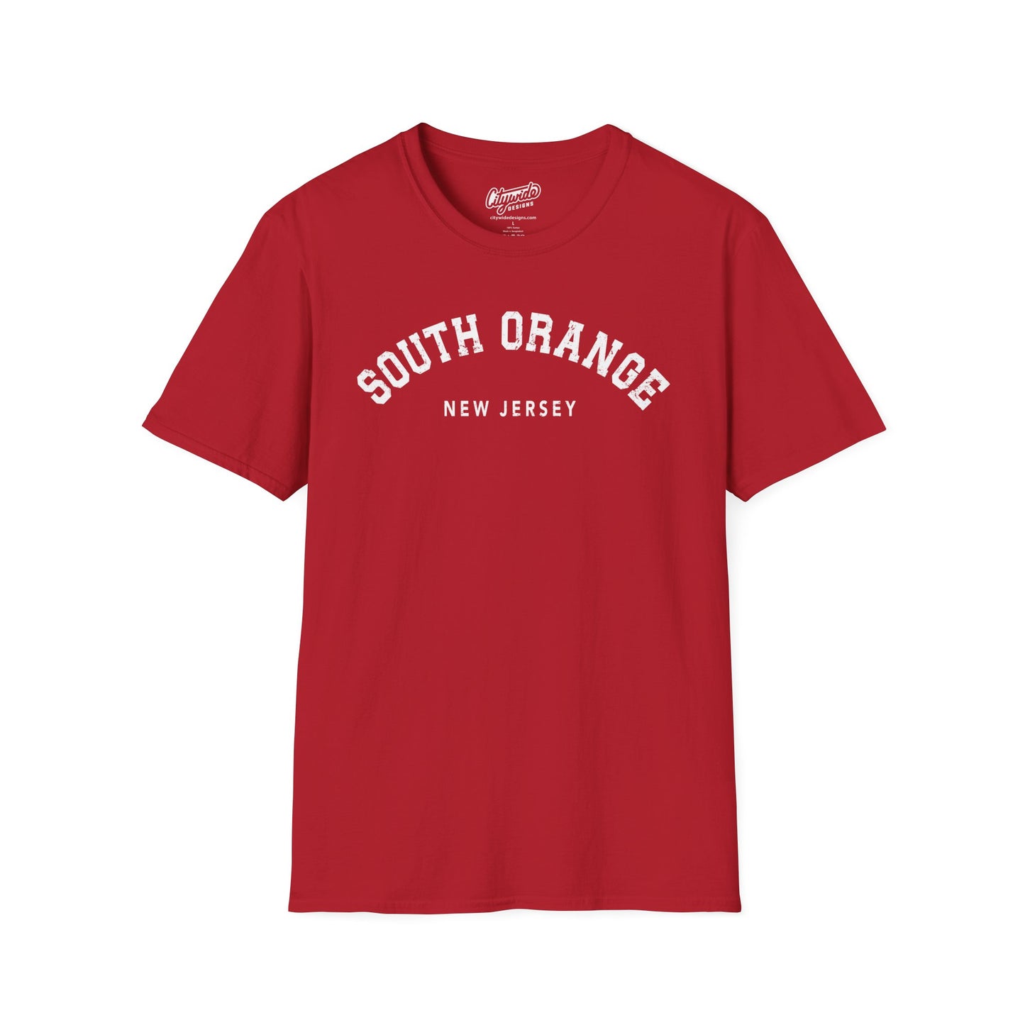 South Orange, NJ, Arched Varsity Text T-Shirt With Distressed Look
