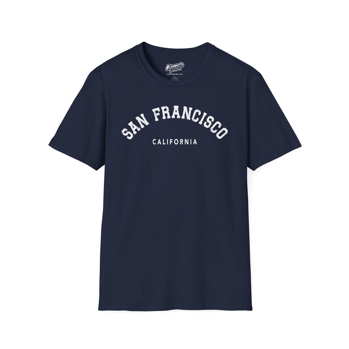 San Francisco, CA T-Shirt, Arched Varsity Text, Distressed Look