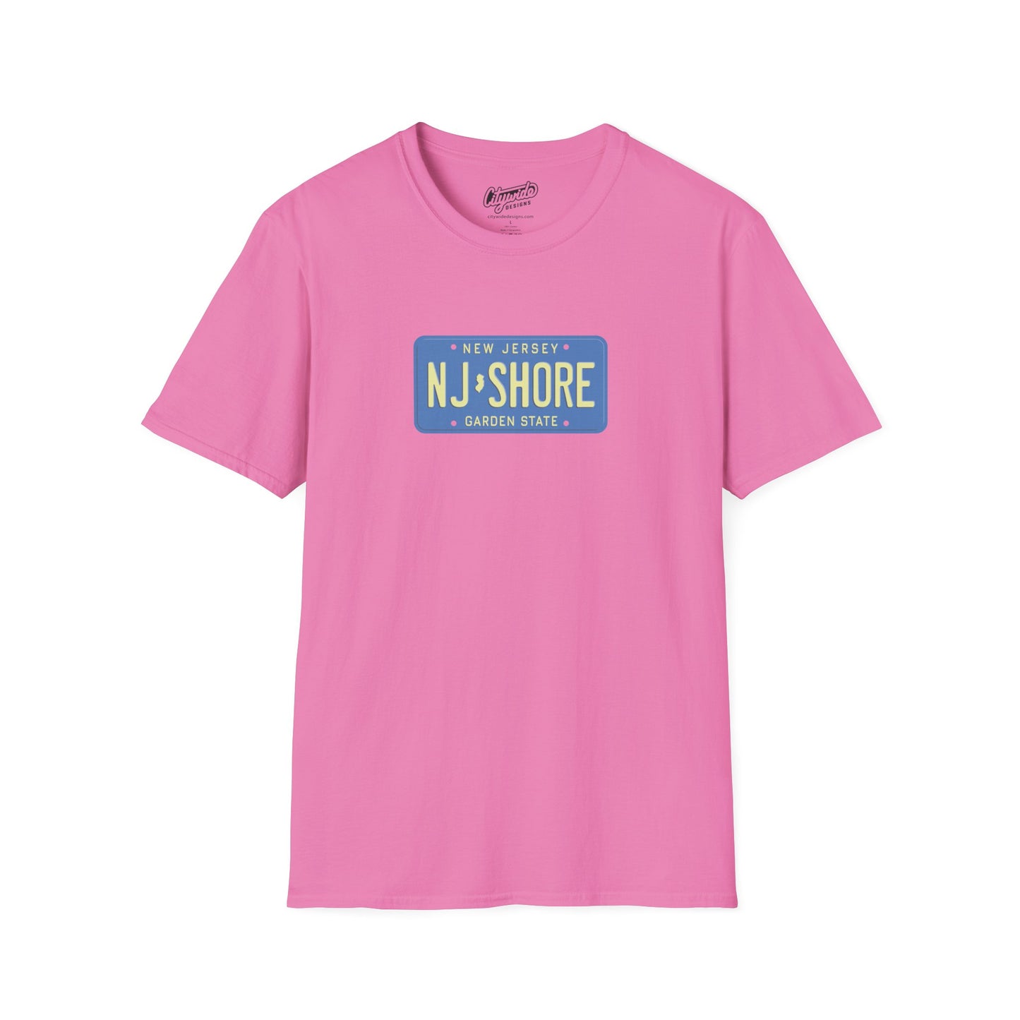 New Jersey Personalized License Plate Graphic Tee with NJ Shore Text