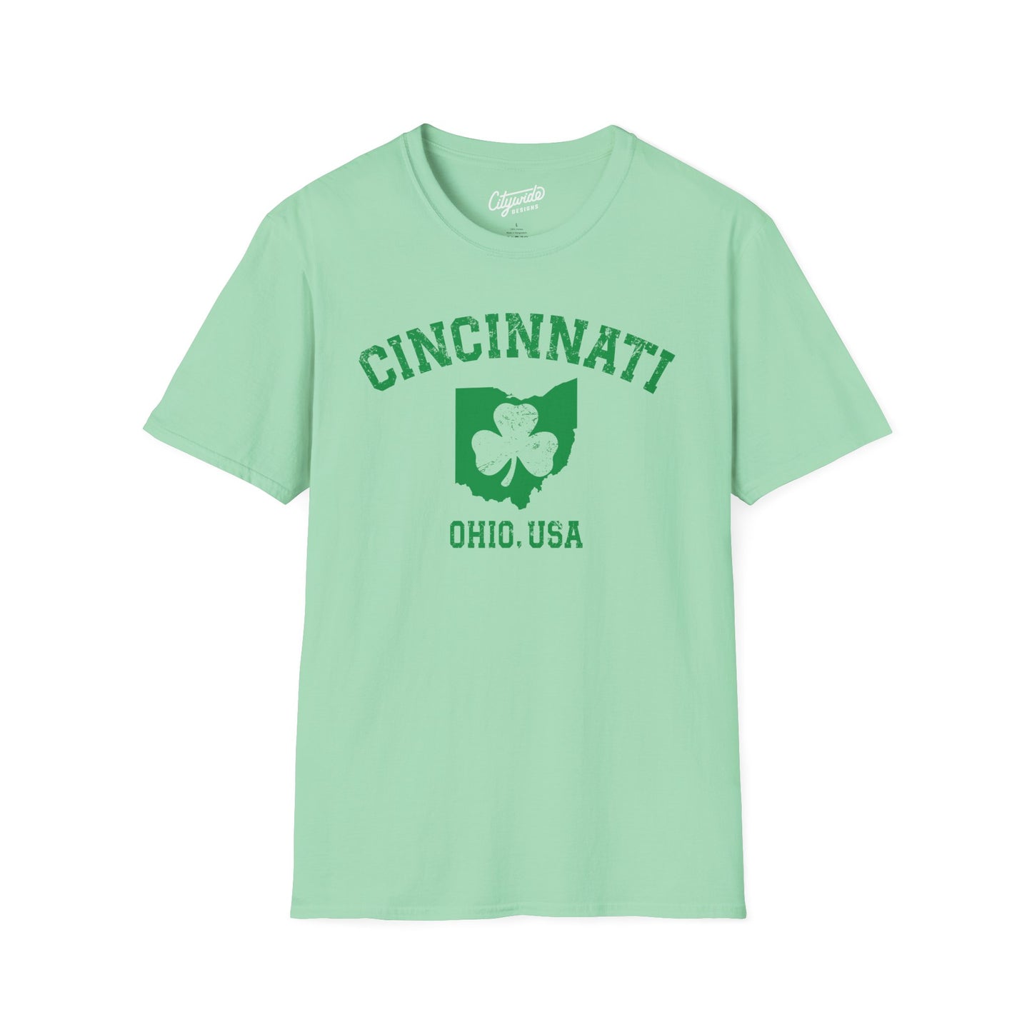Cincinnati Shamrock Inside Ohio State T-Shirt St. Patricks Day Apparel