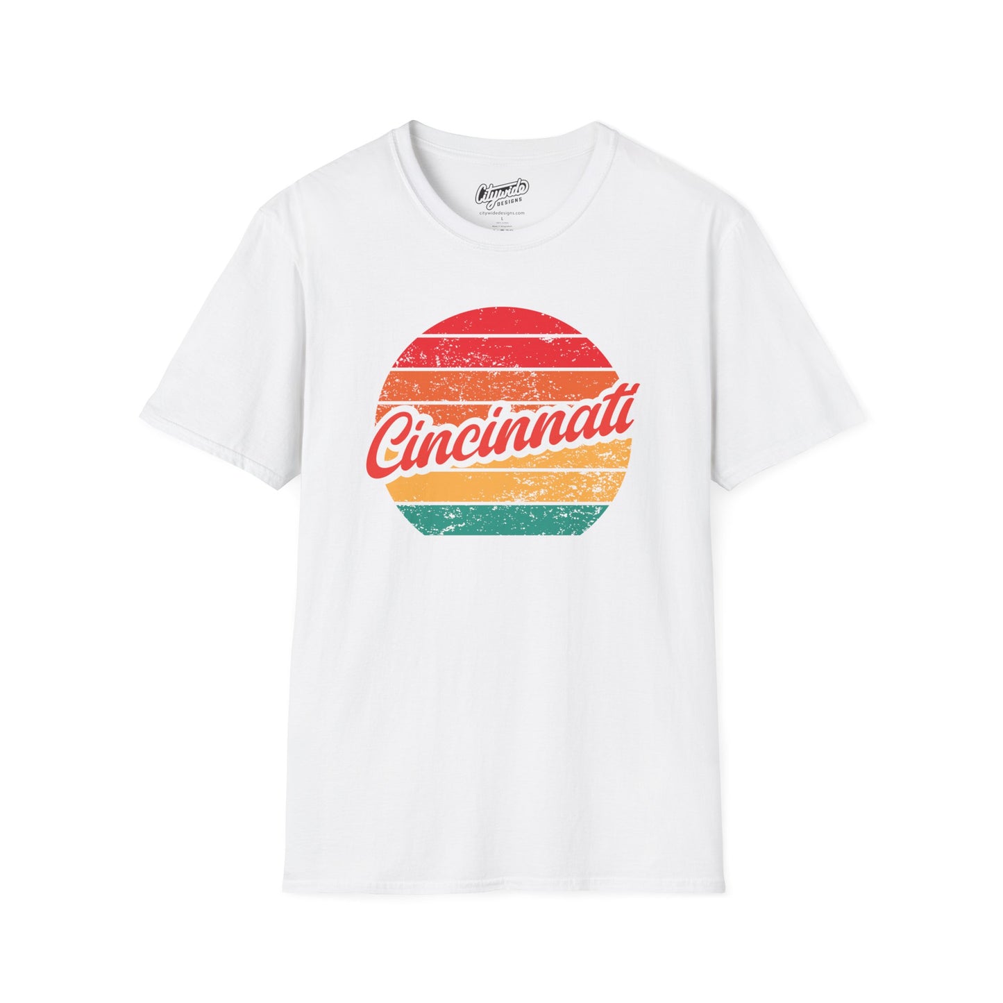 Cincinnati, OH, Colorful Retro Sunset Graphic T-Shirt