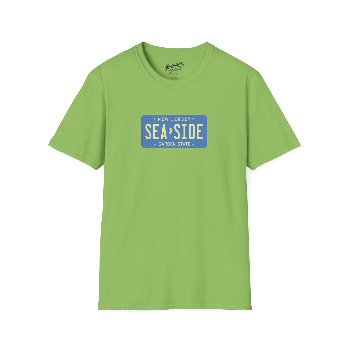 New Jersey Personalized License Plate Graphic Tee with Seaside Text