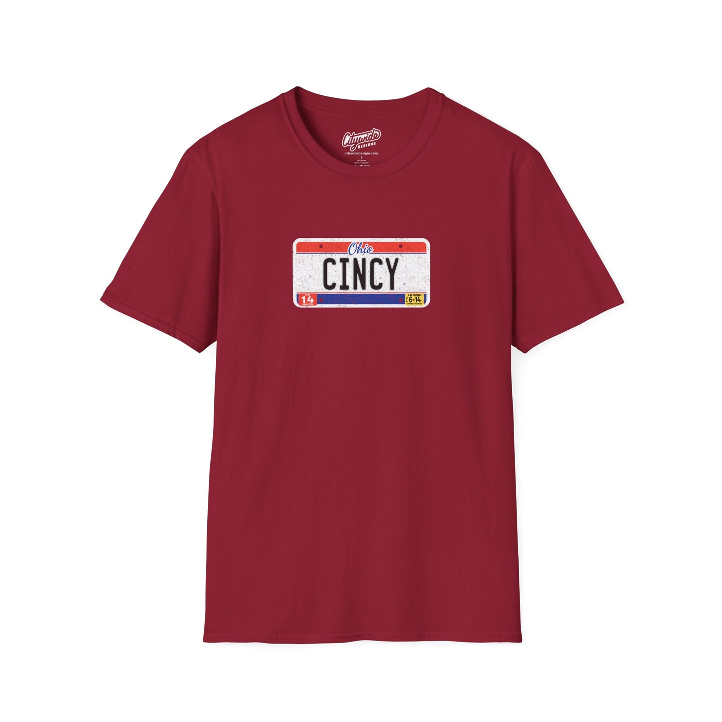Ohio Personalized License Plate Graphic Tee with Cincy Text