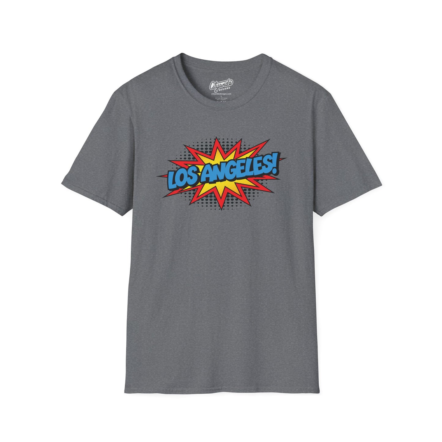 Los Angeles in Pop Art Comic Burst Graphic Tee with Halftone Dots