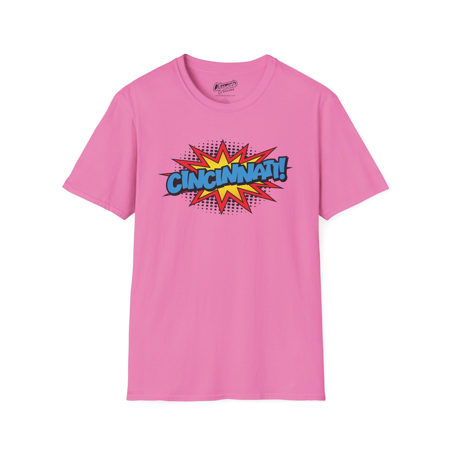 Cincinnati in Pop Art Comic Burst Graphic Tee with Halftone Dots