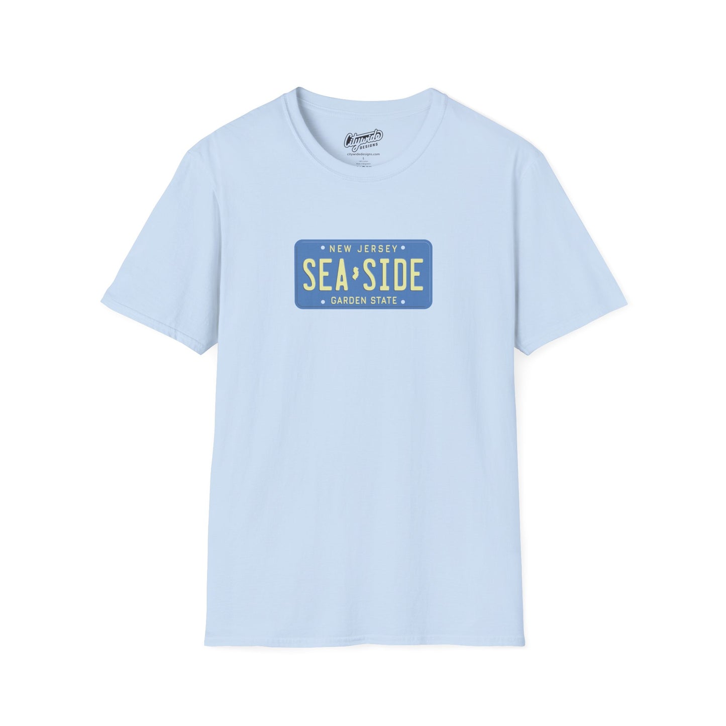 New Jersey Personalized License Plate Graphic Tee with Seaside Text