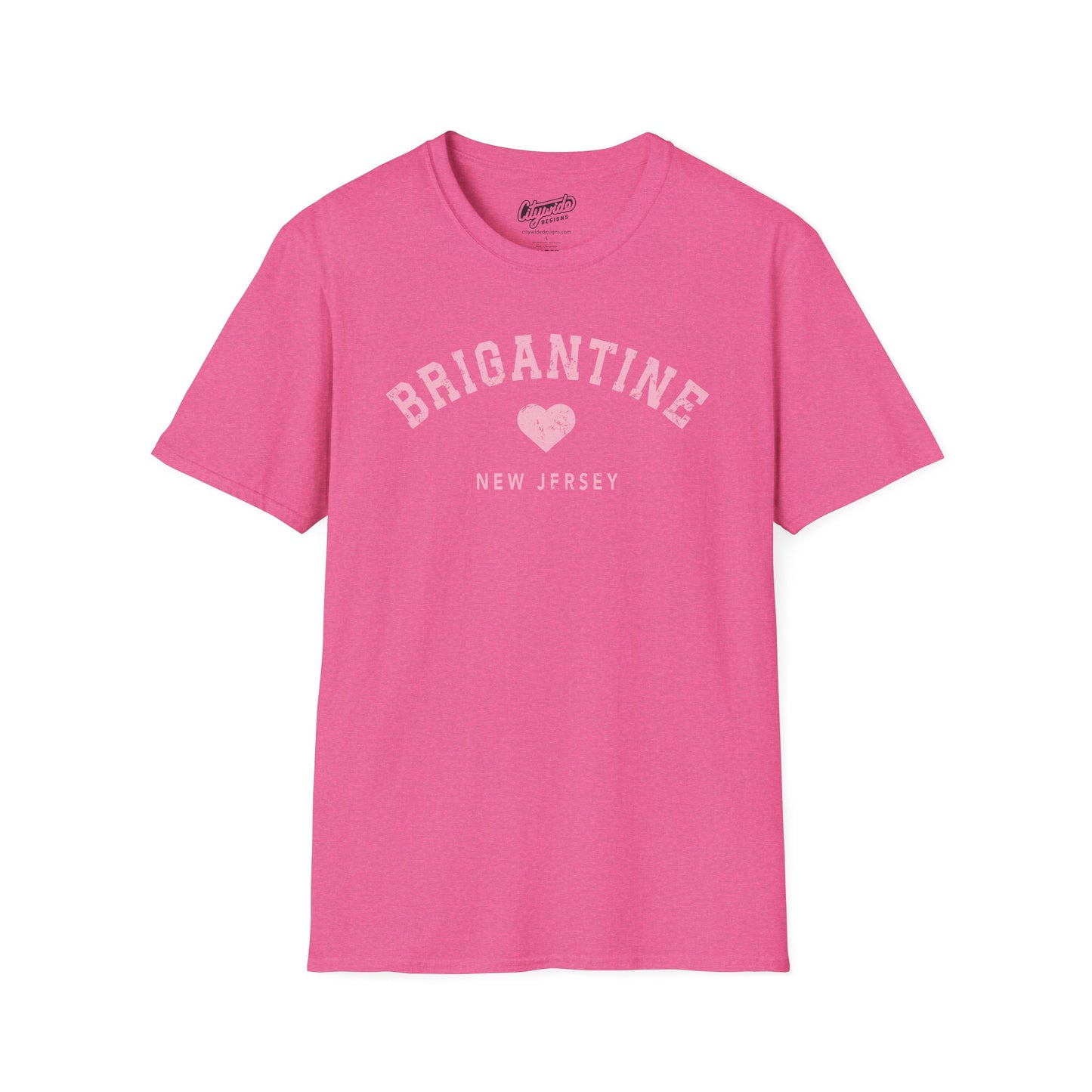 Brigantine Heart New Jersey, Arched Varsity Text T-Shirt