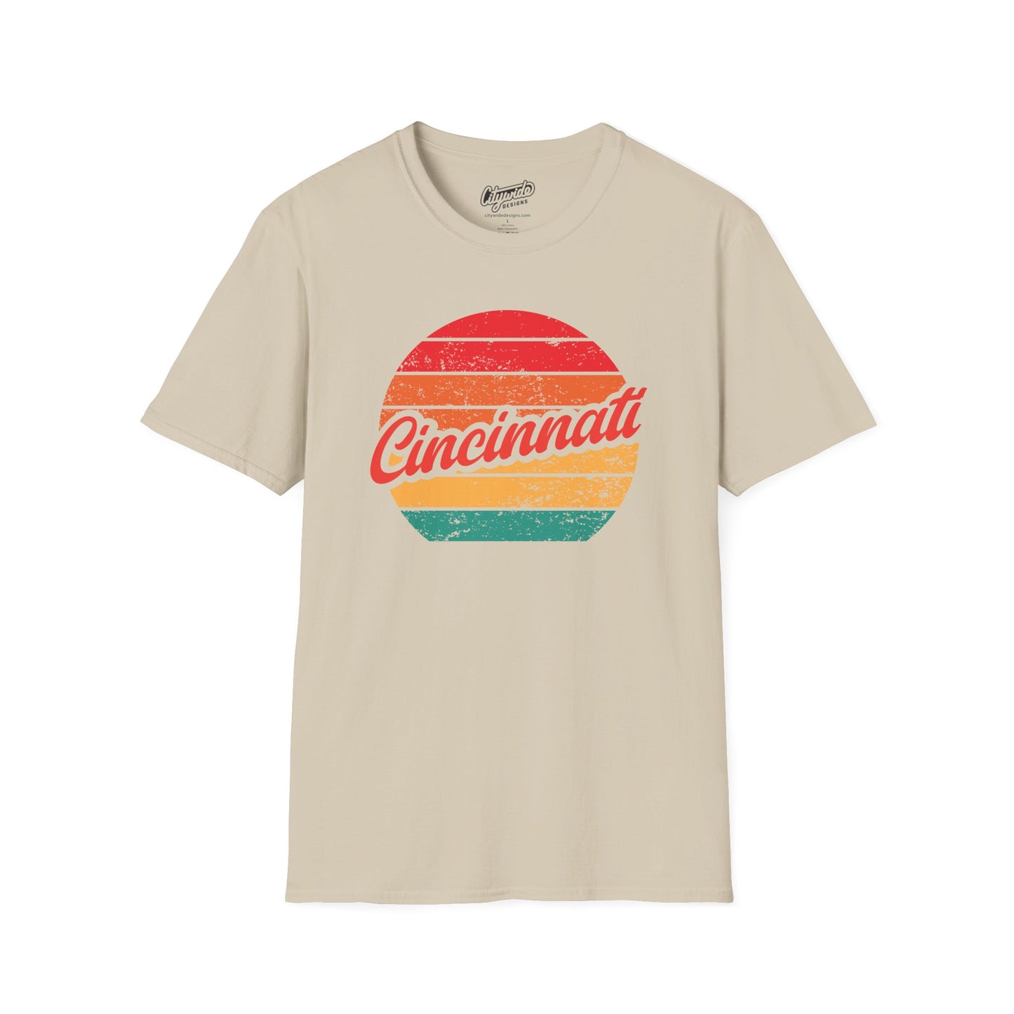 Cincinnati, OH, Colorful Retro Sunset Graphic T-Shirt