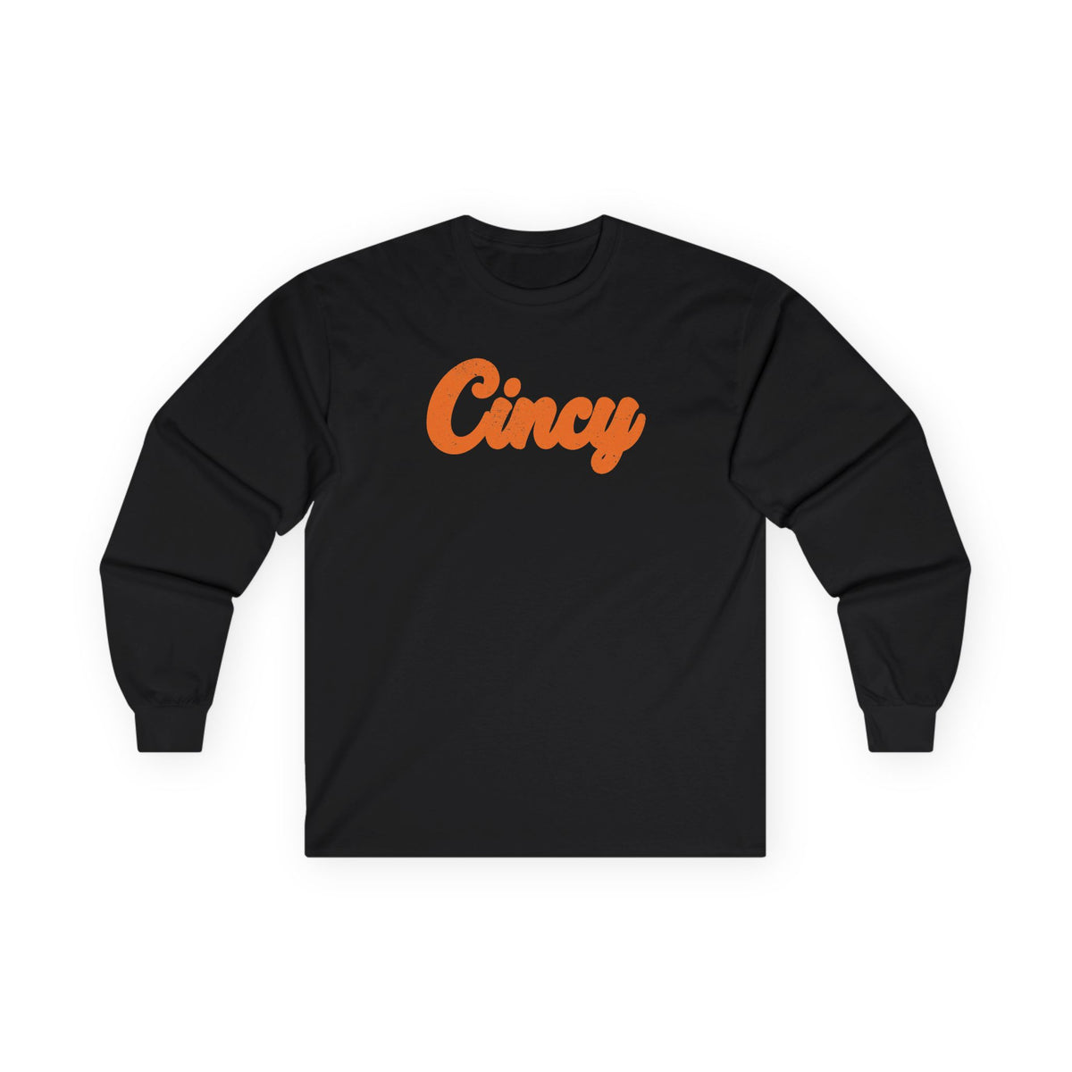 Cincy Script Long Sleeve Tee — Retro Cincinnati City Pride Shirt