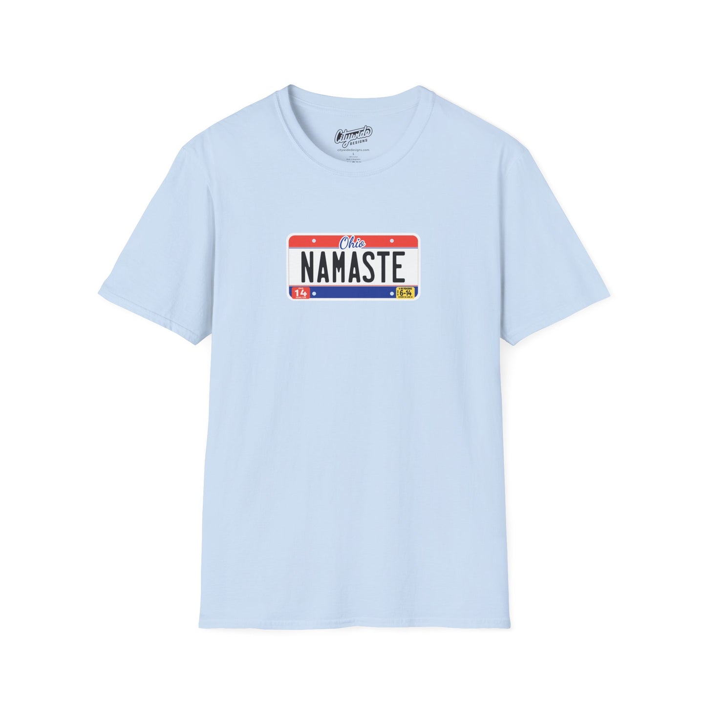 Ohio License Plate Graphic Tee with Namaste Text T-Shirt