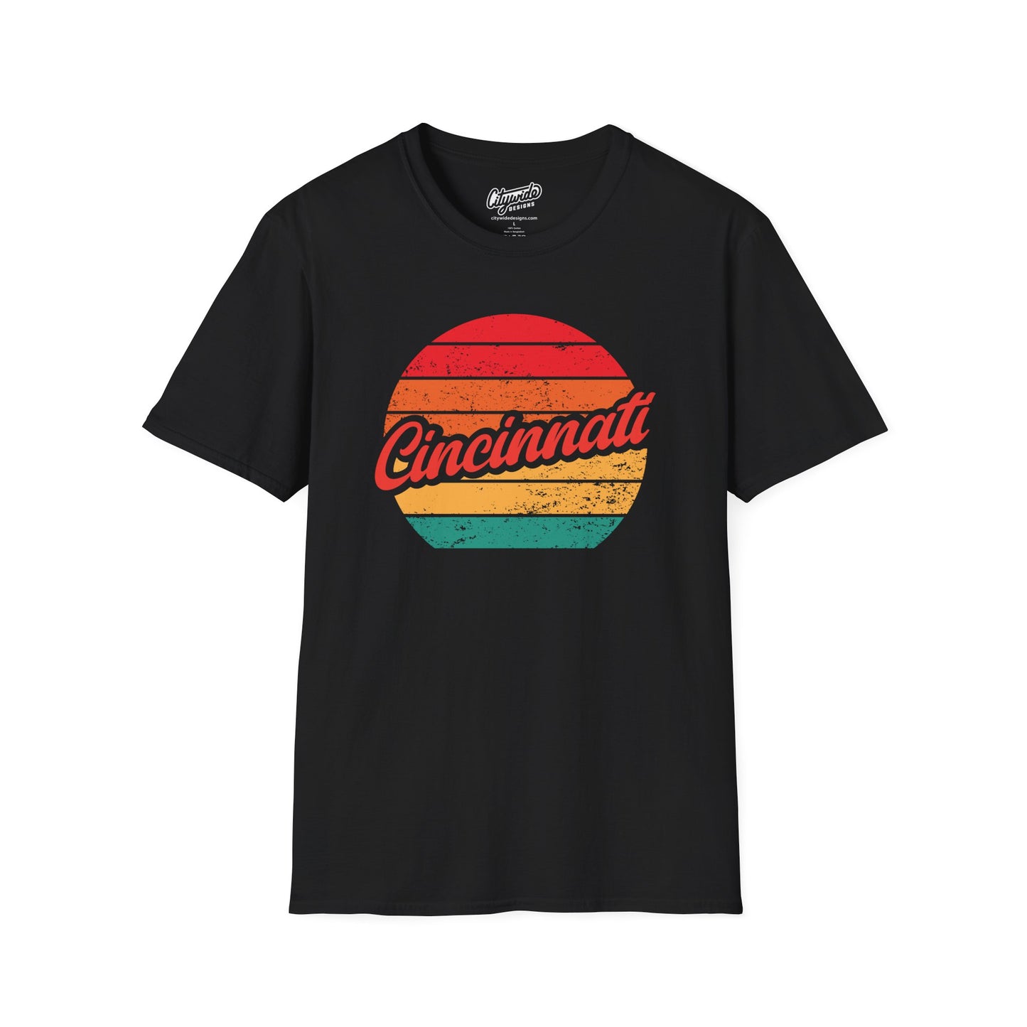 Cincinnati, OH, Colorful Retro Sunset Graphic T-Shirt
