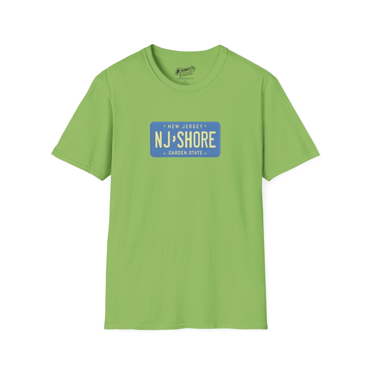 New Jersey Personalized License Plate Graphic Tee with NJ Shore Text