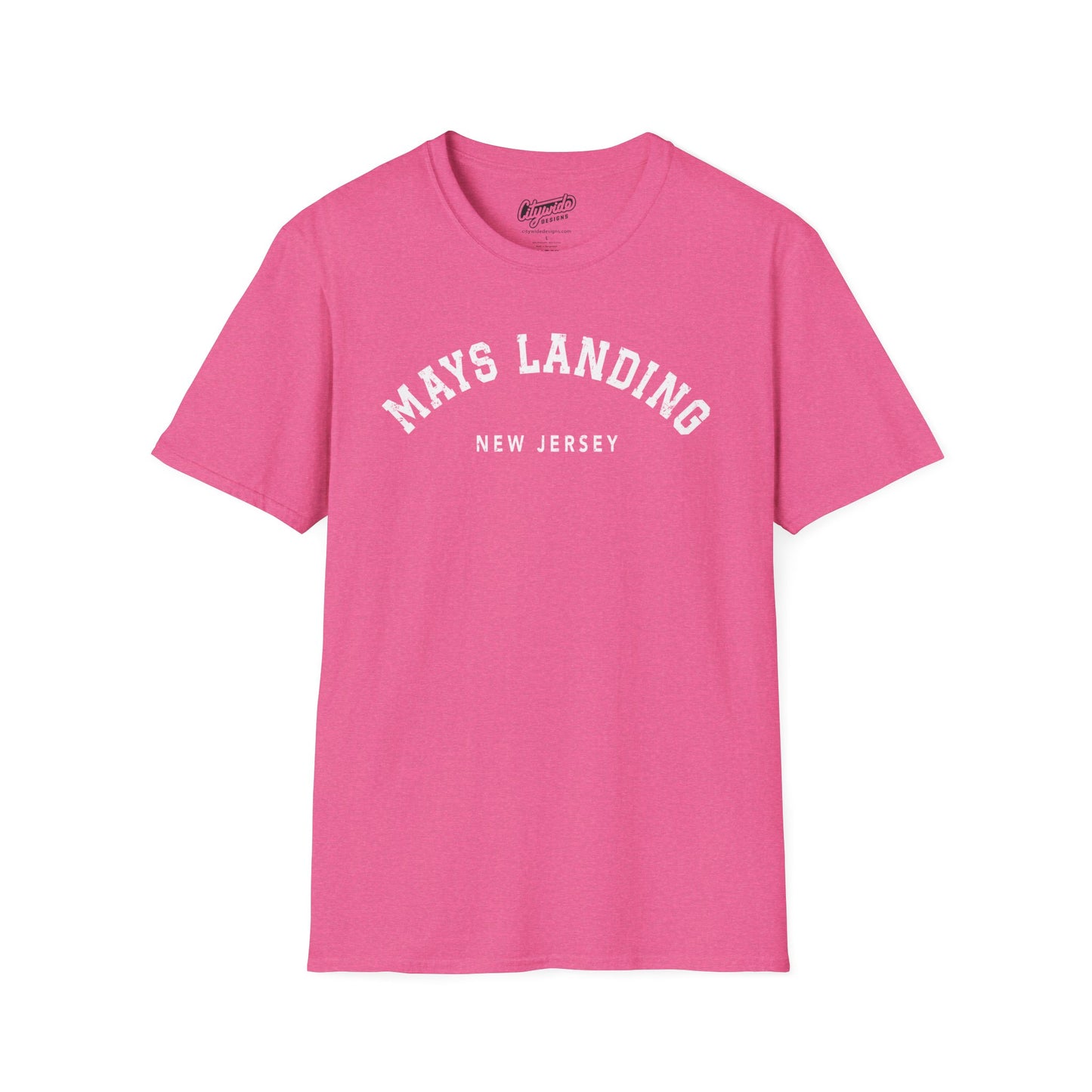Mays Landing Heart New Jersey, Arched Varsity Text T-Shirt