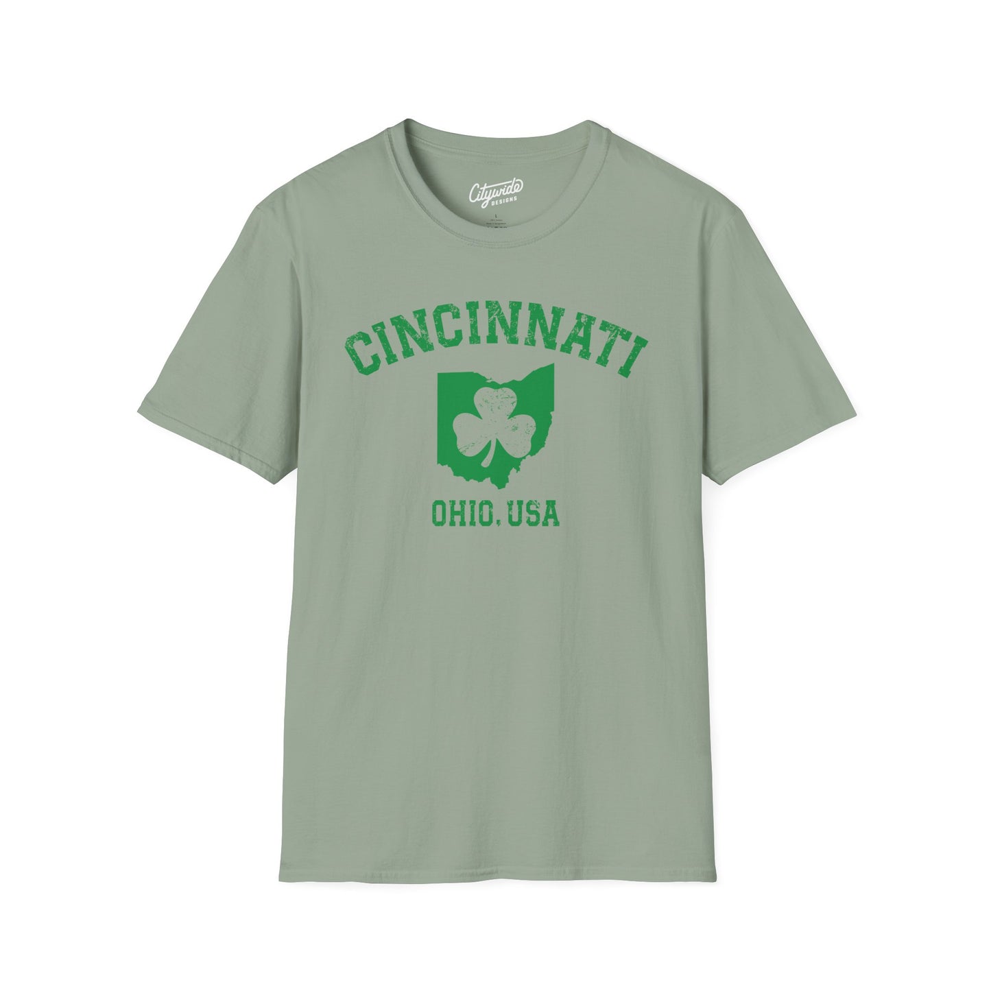 Cincinnati Shamrock Inside Ohio State T-Shirt St. Patricks Day Apparel