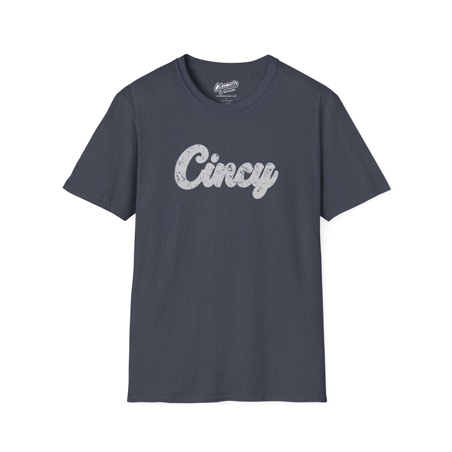 Cincy Script T-Shirt – Grunge, Bold Script Font Cincinnati Tee