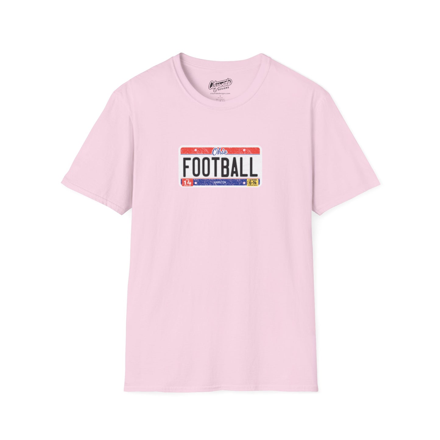 Ohio License Plate Graphic Tee with Football Text T-Shirt