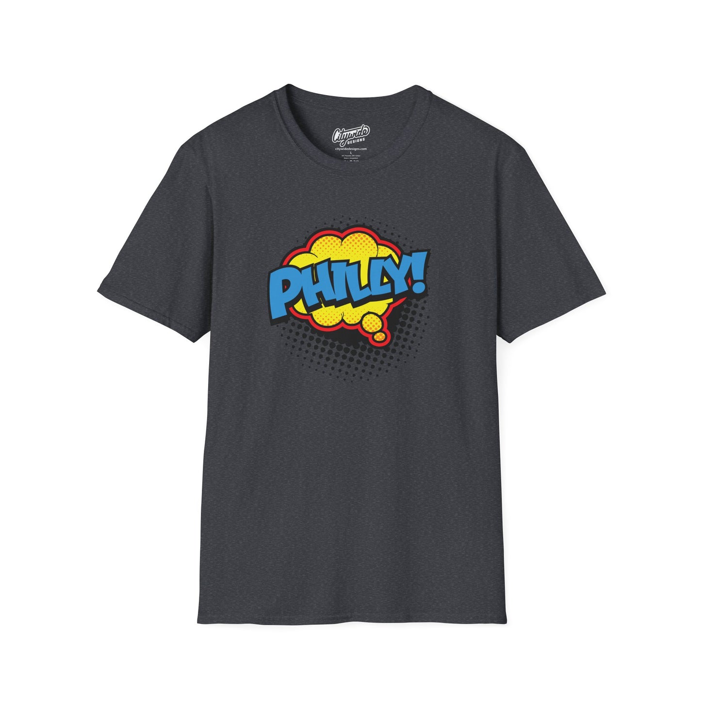 Philly in Pop Art Comic Word Bubble Graphic Tee with Halftone Dots