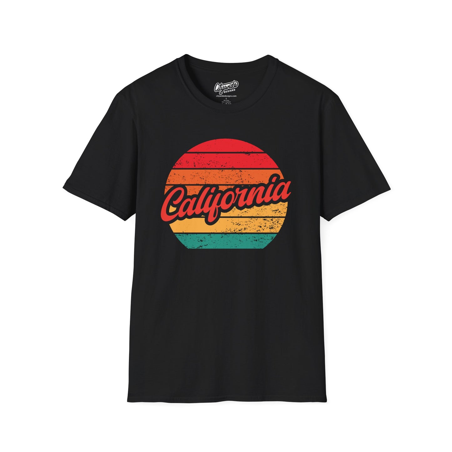 California, Colorful Retro Sunset Graphic T-Shirt