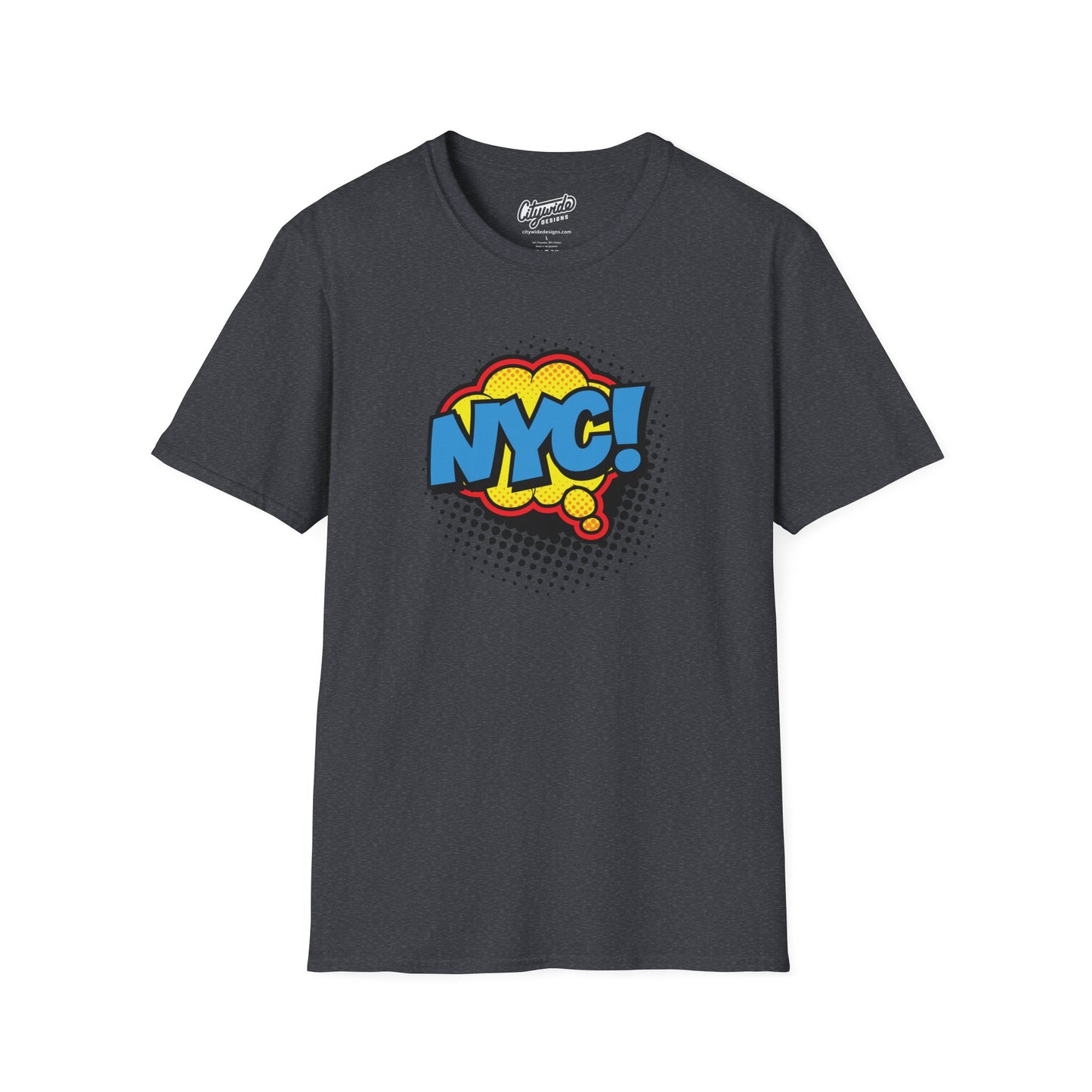 NYC in Pop Art Comic Word Bubble Graphic Tee with Halftone Dots