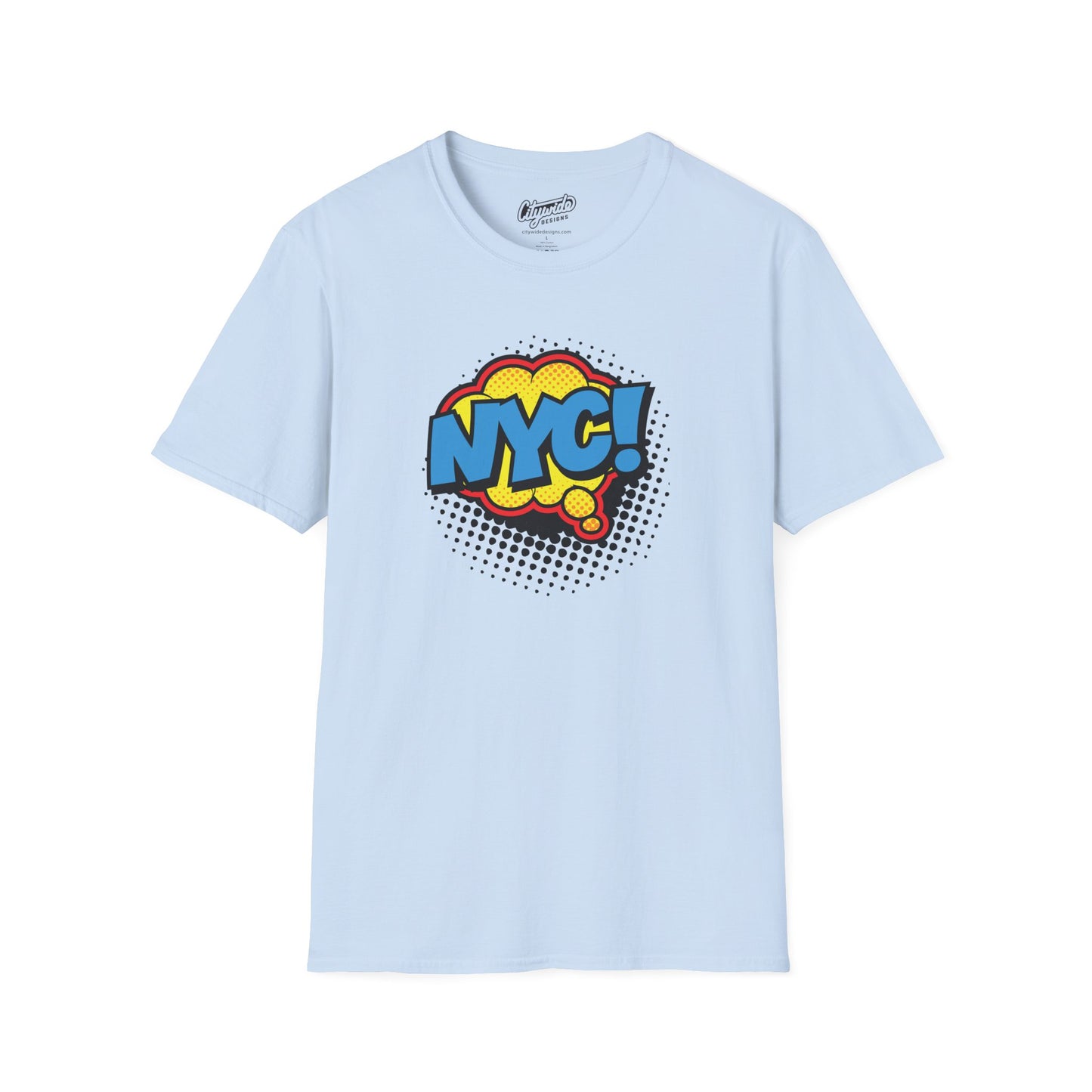 NYC in Pop Art Comic Word Bubble Graphic Tee with Halftone Dots