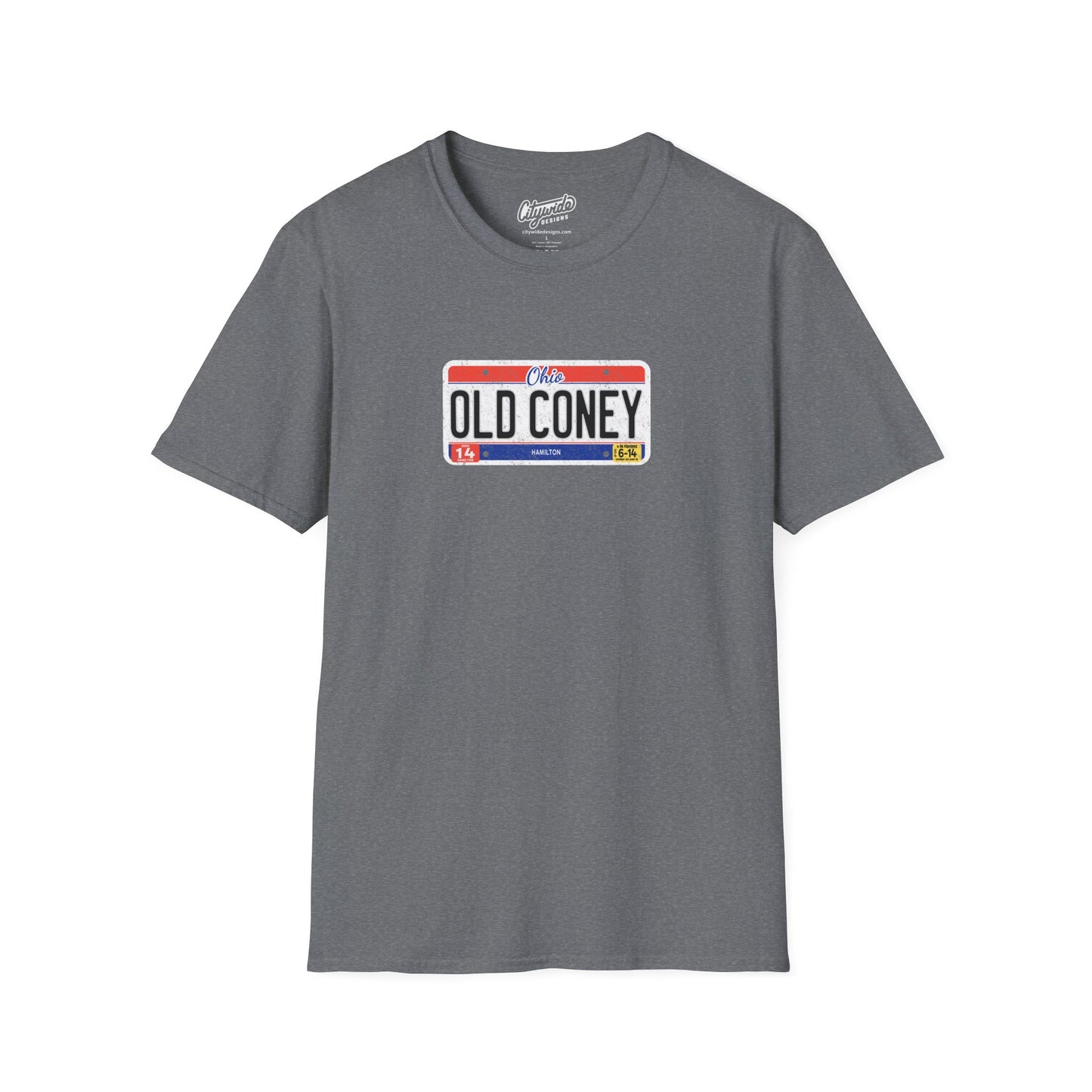 Ohio License Plate Graphic Tee with Old Coney Text T-Shirt