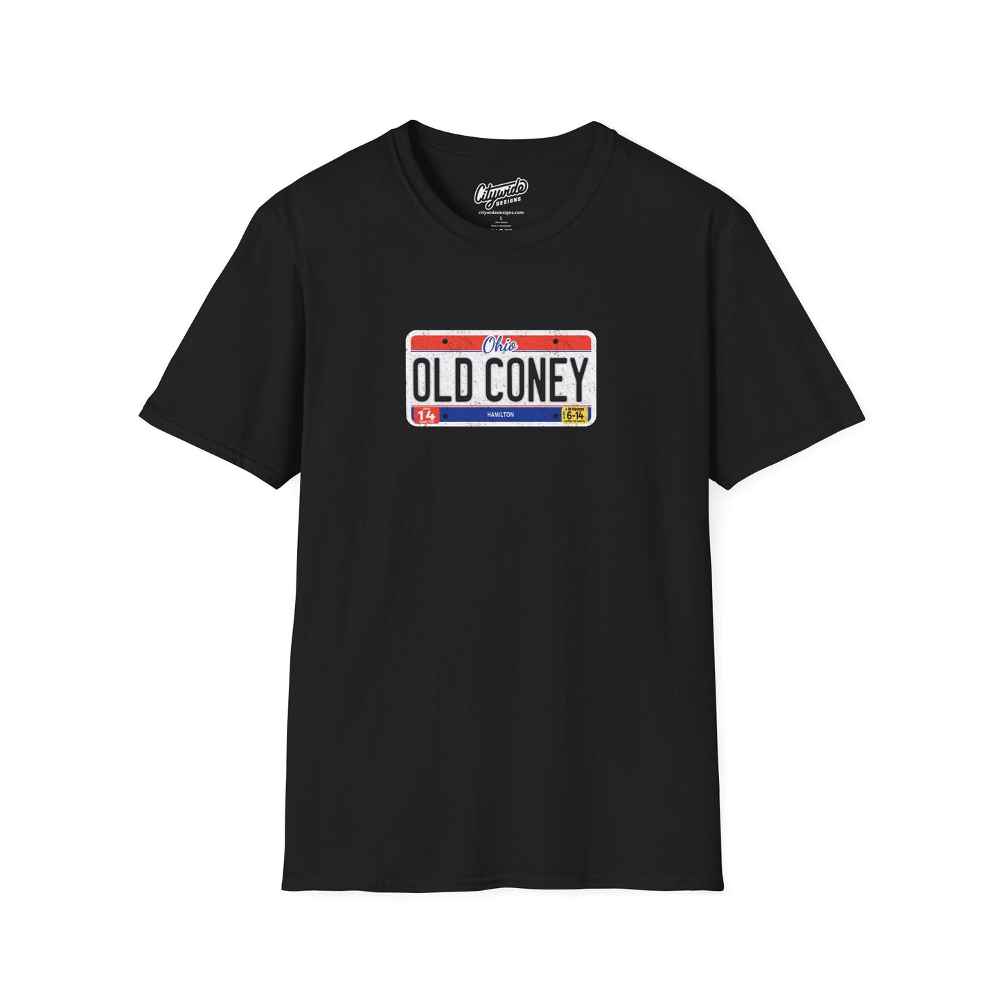 Ohio License Plate Graphic Tee with Old Coney Text T-Shirt