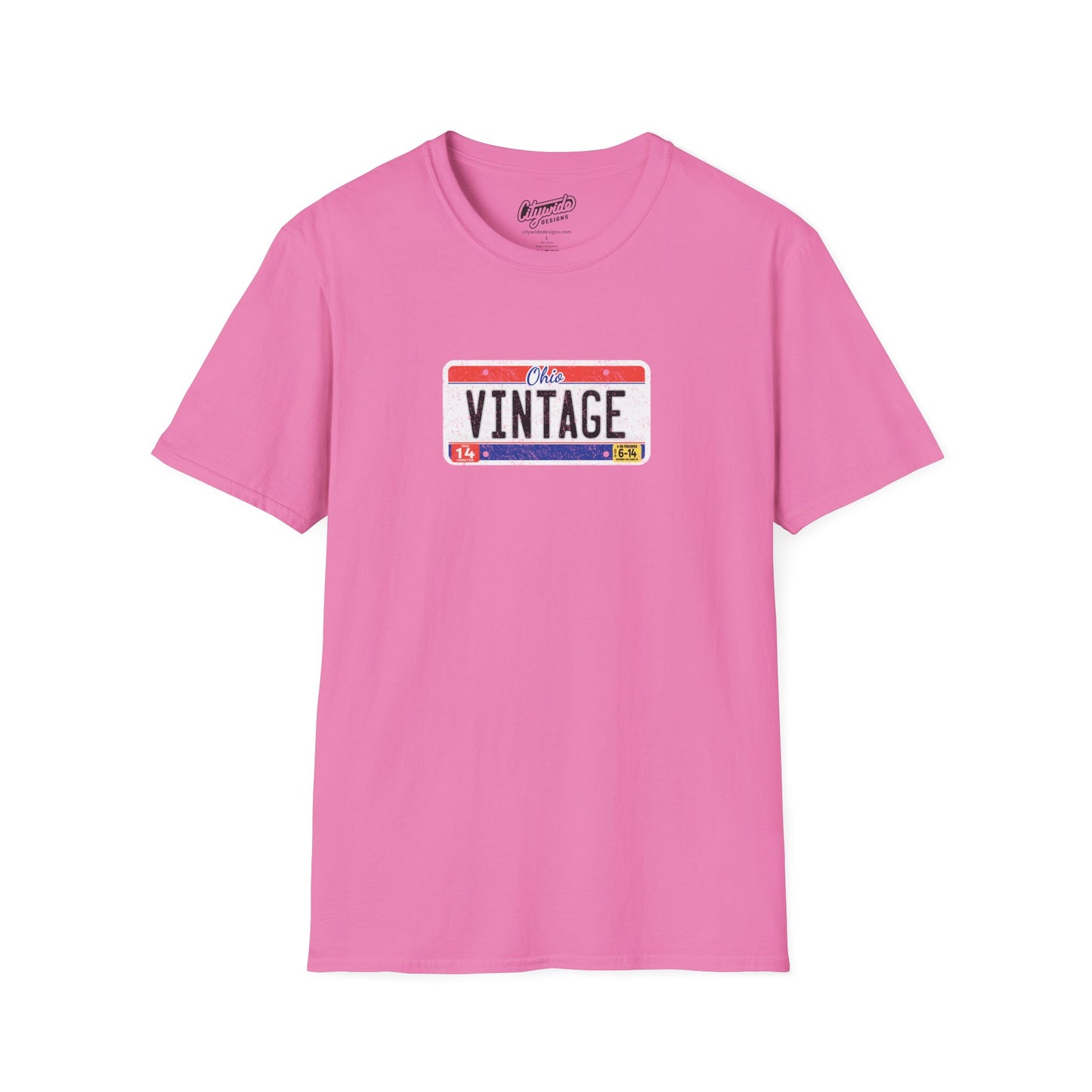 Ohio Personalized License Plate Graphic Tee with Vintage Text