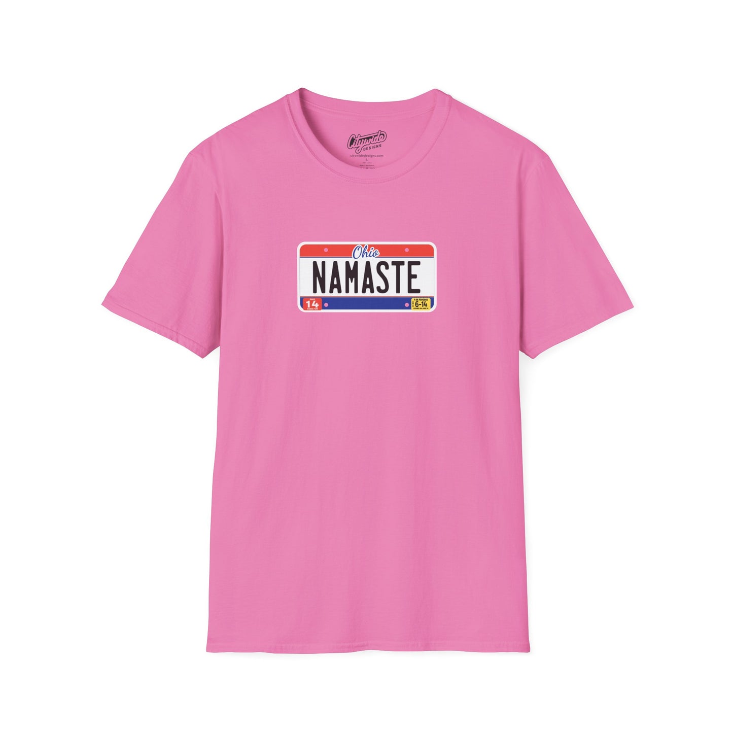 Ohio License Plate Graphic Tee with Namaste Text T-Shirt