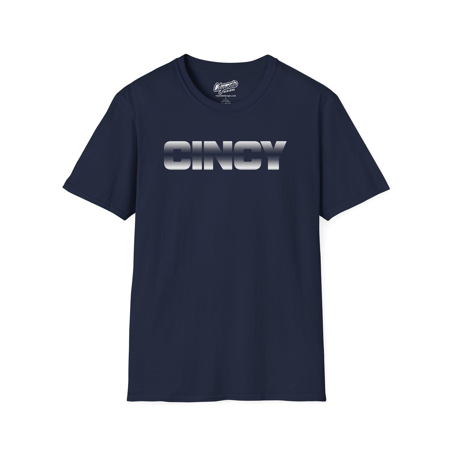 CINCY Pop Art Graphic Tee, Bold Halftone Dots with Banded Center