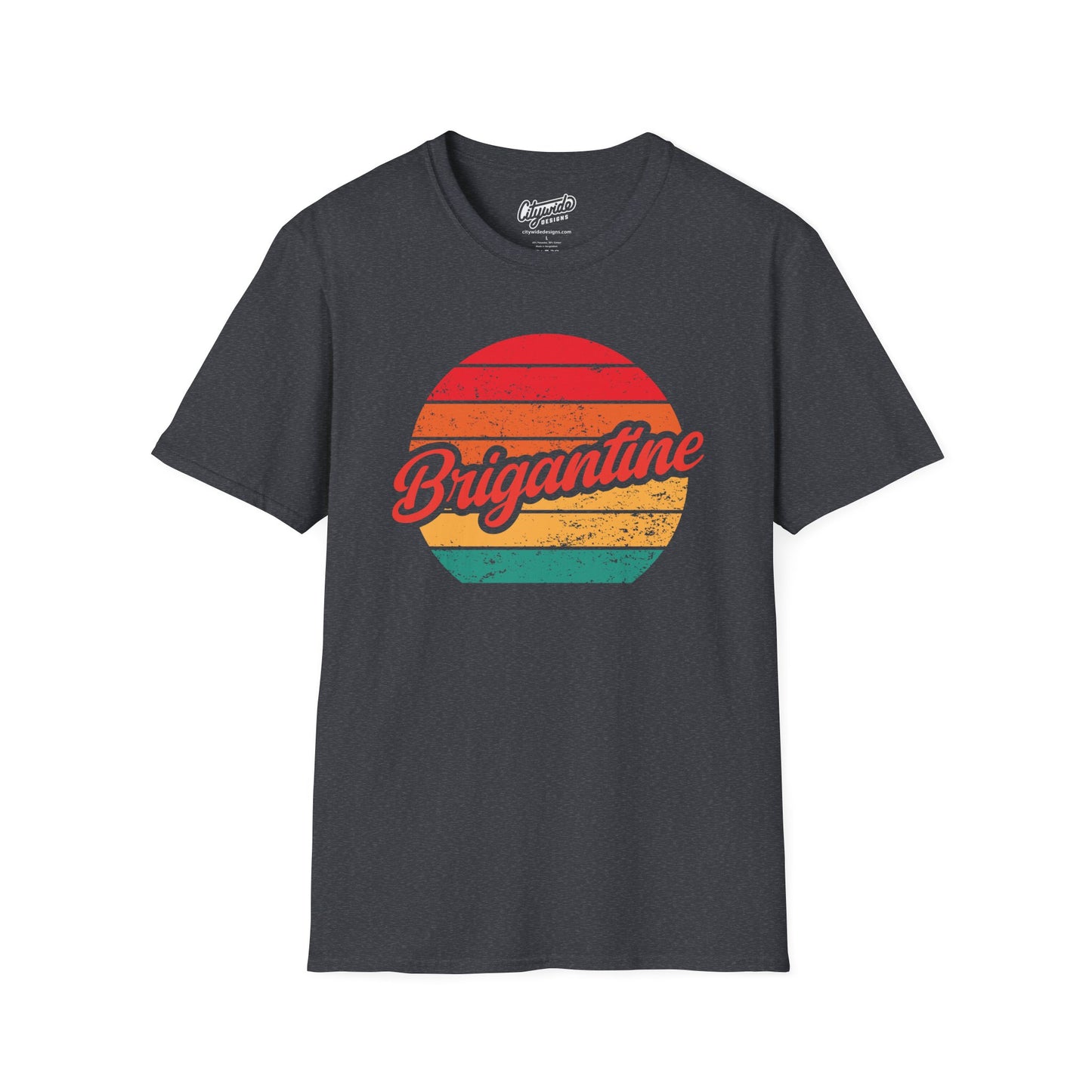 Brigantine, Colorful Retro Sunset Graphic T-Shirt