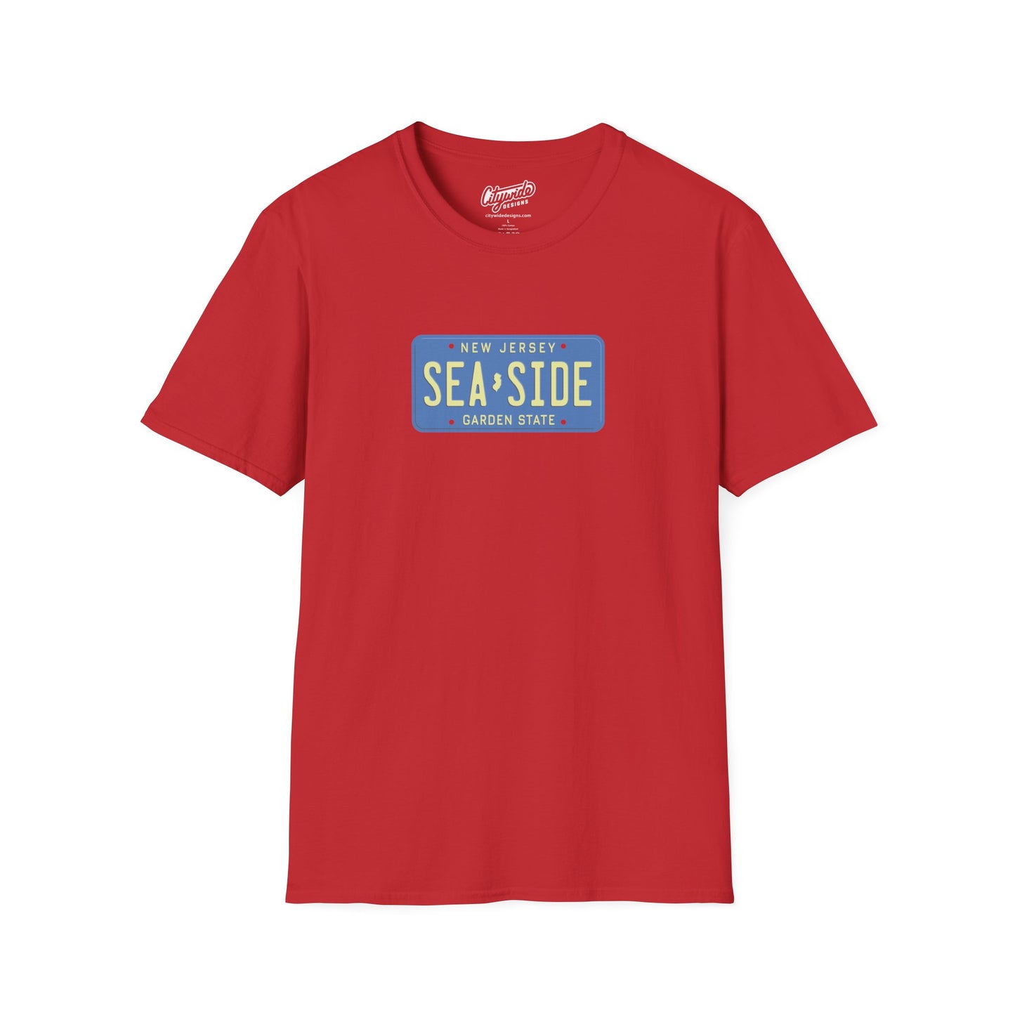 New Jersey Personalized License Plate Graphic Tee with Seaside Text