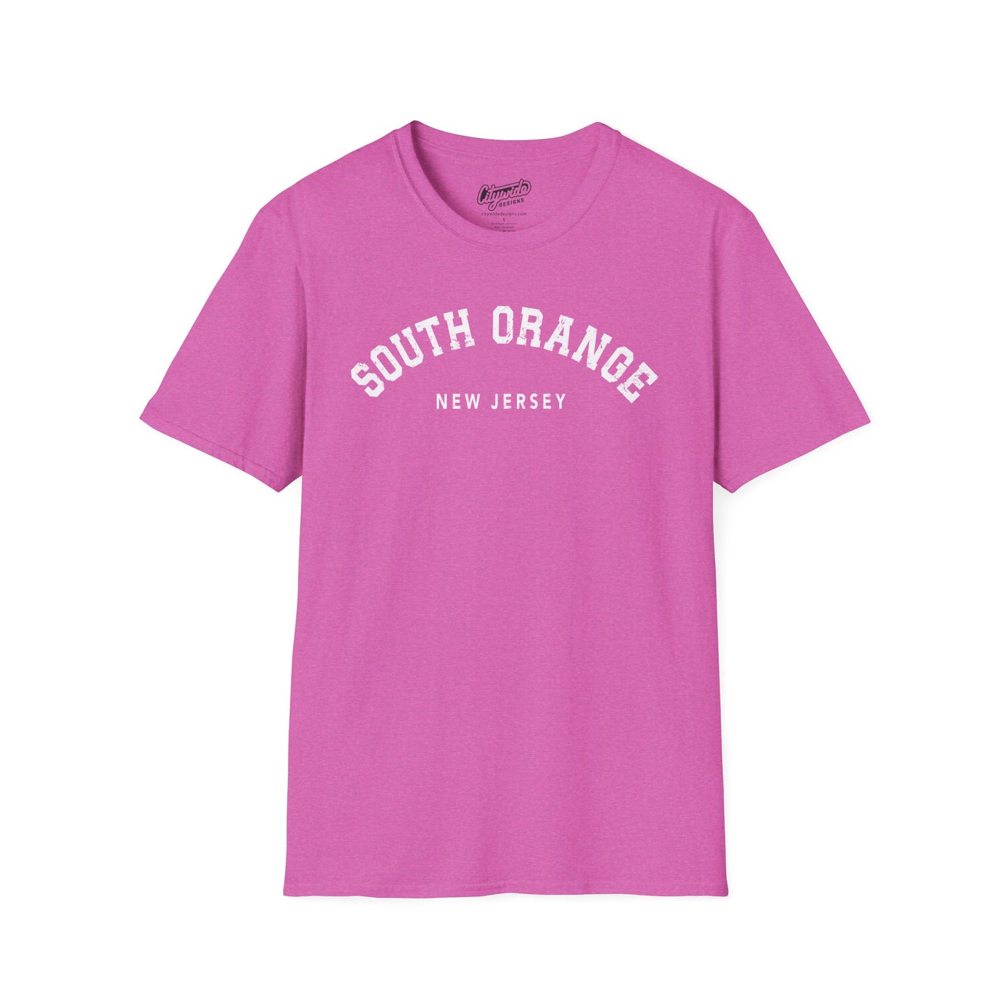 South Orange, NJ, Arched Varsity Text T-Shirt With Distressed Look