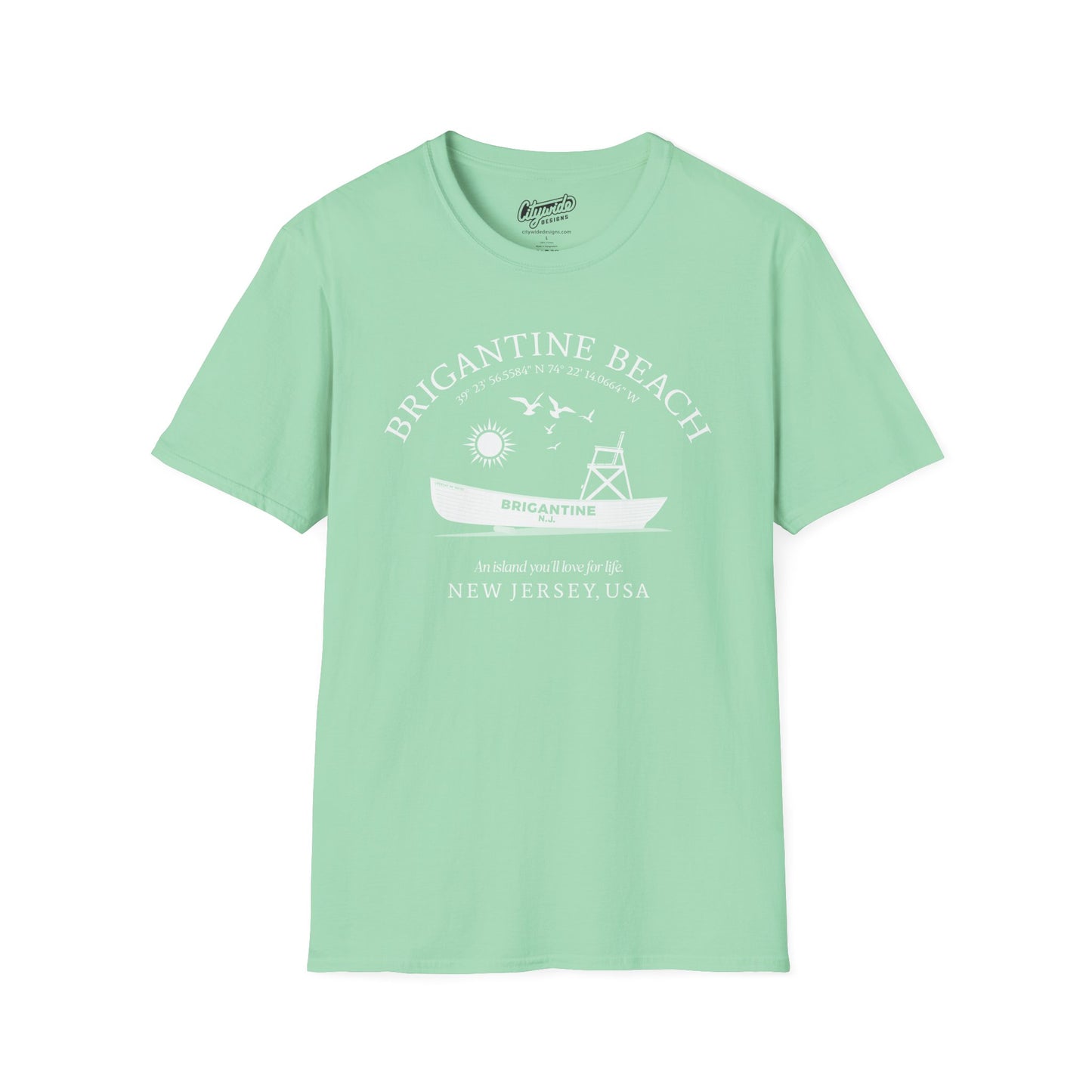 Brigantine, NJ, Beach Patrol Boat, Setting Sun T-Shirt