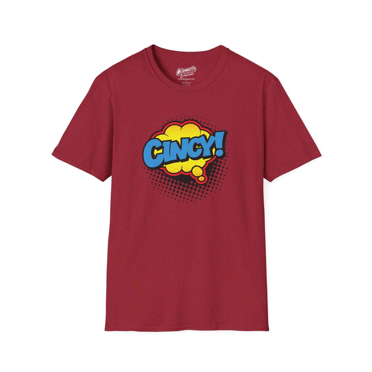 Cincy in Pop Art Comic Word Bubble Graphic Tee with Halftone Dots