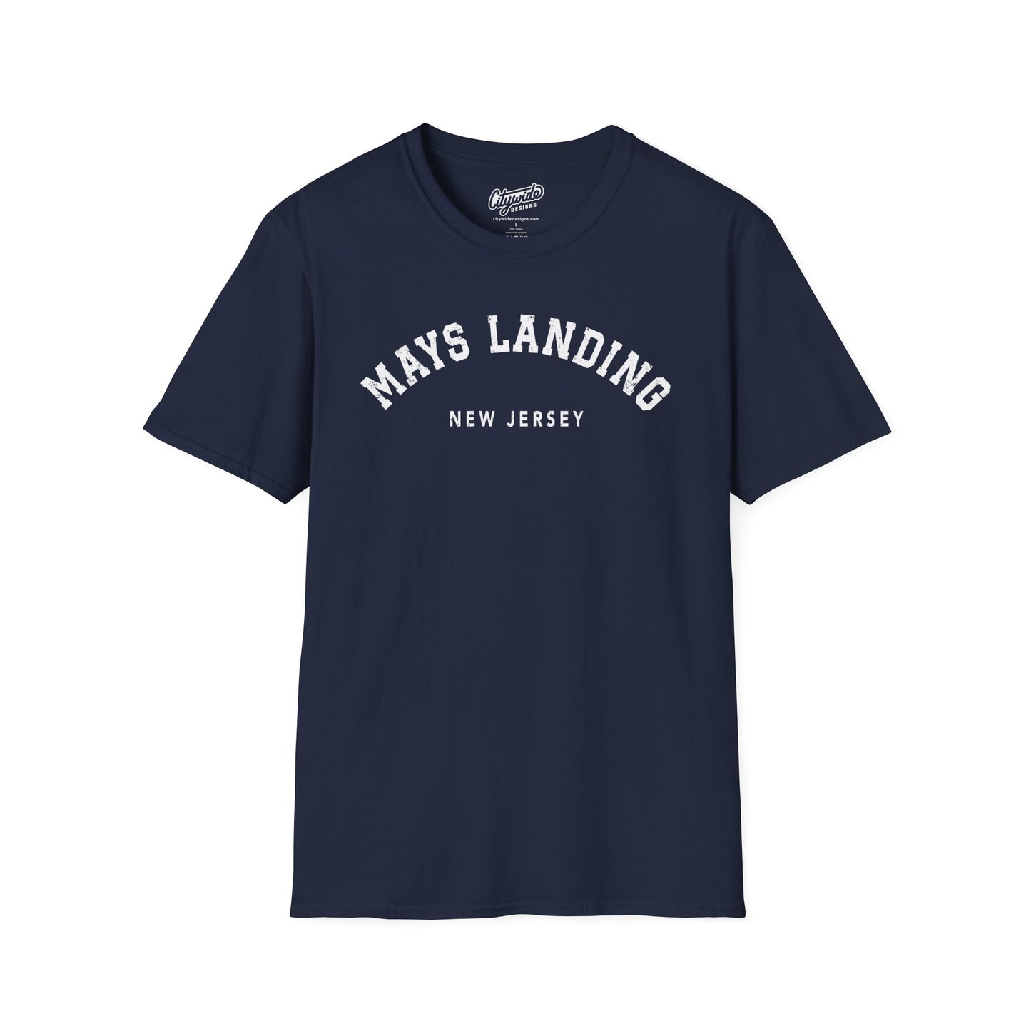 Mays Landing Heart New Jersey, Arched Varsity Text T-Shirt
