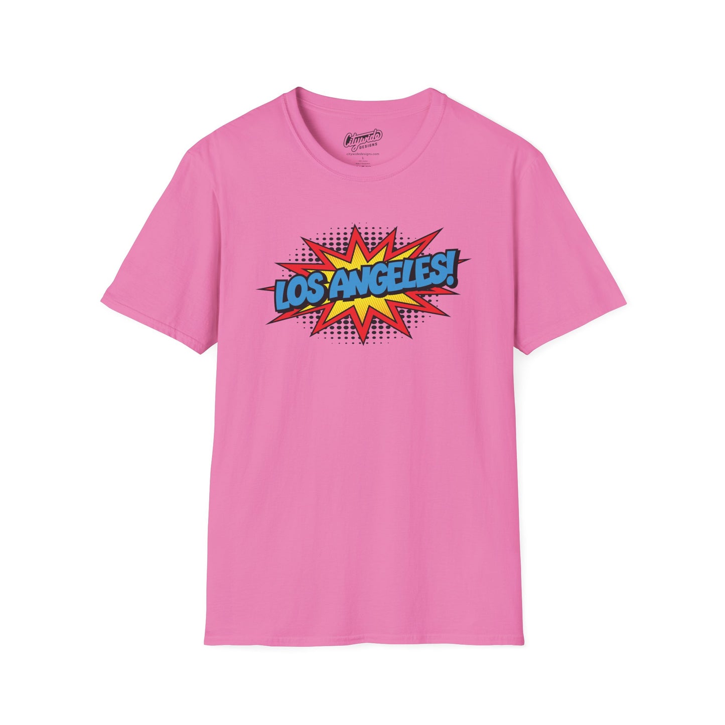 Los Angeles in Pop Art Comic Burst Graphic Tee with Halftone Dots
