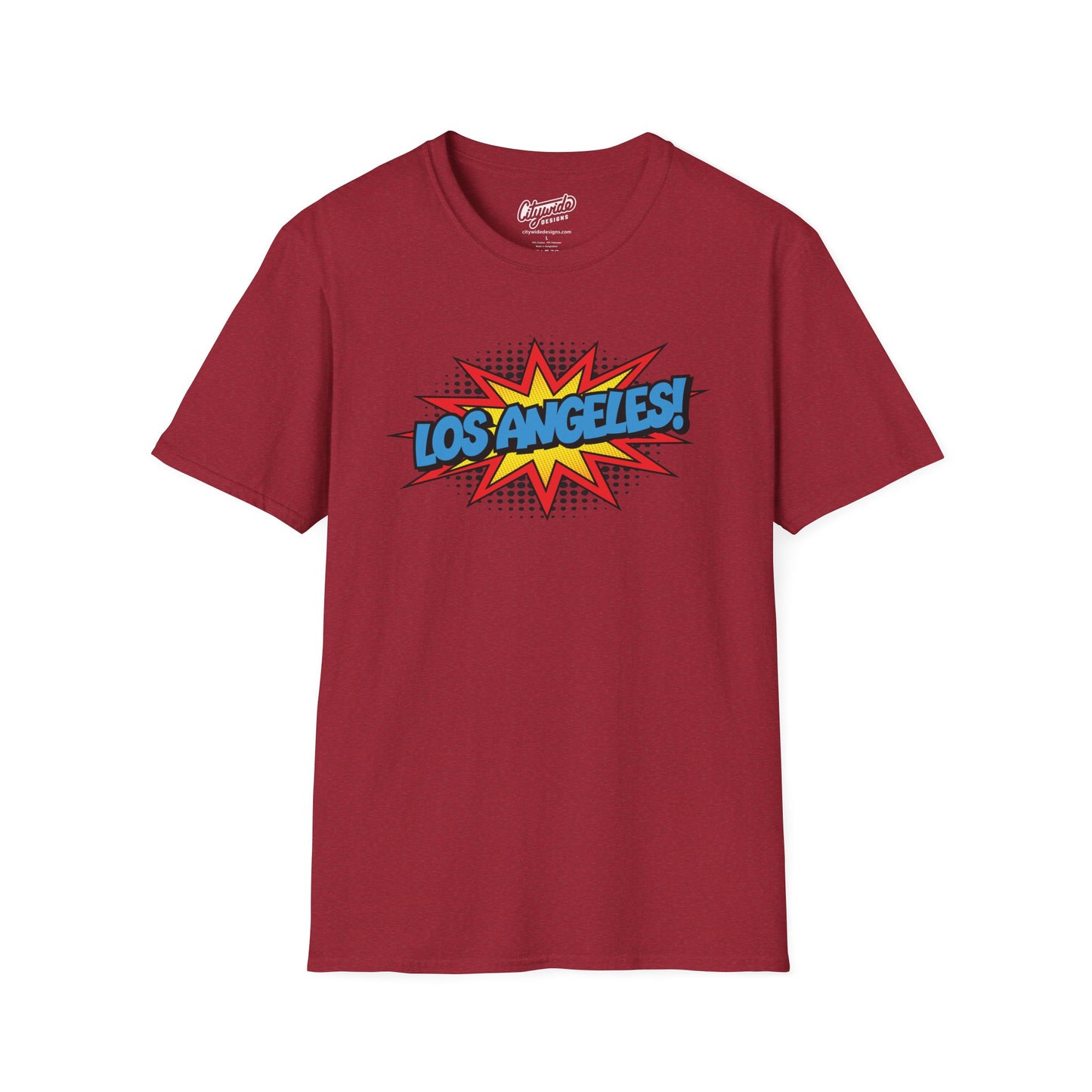 Los Angeles in Pop Art Comic Burst Graphic Tee with Halftone Dots