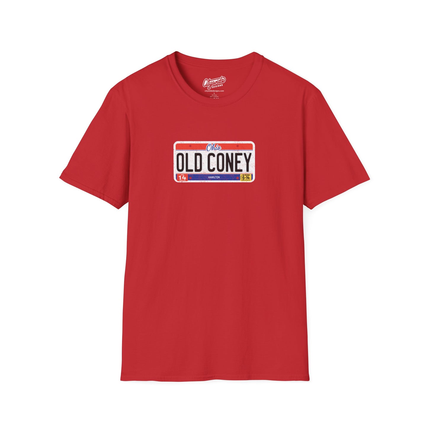 Ohio License Plate Graphic Tee with Old Coney Text T-Shirt