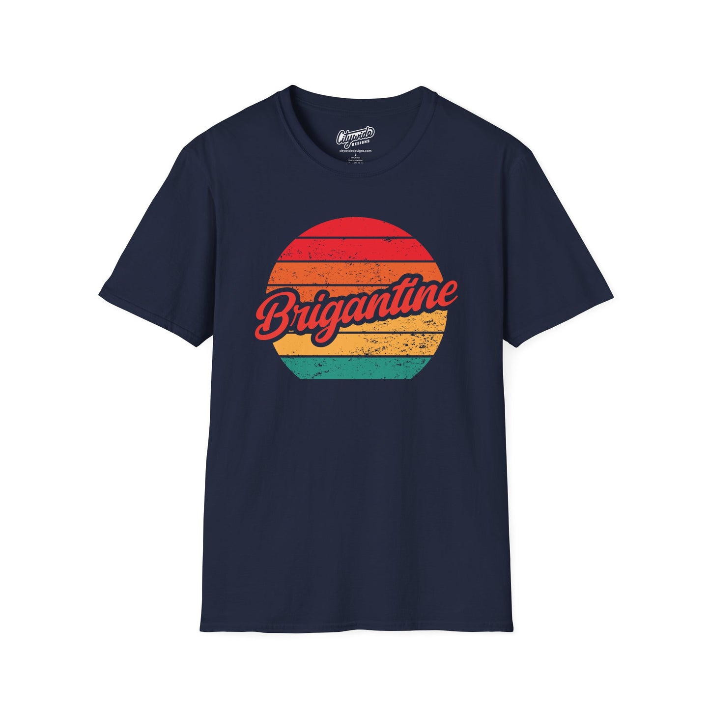 Brigantine, Colorful Retro Sunset Graphic T-Shirt