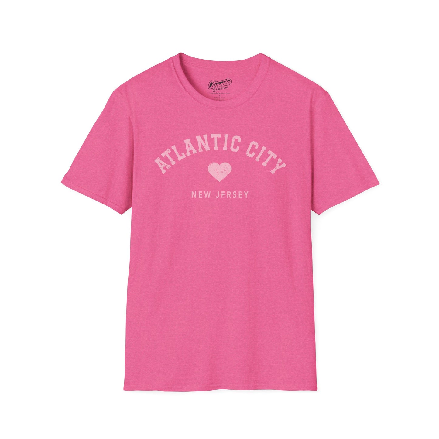 Atlantic City, NJ Beach T-Shirt with Heart, Faded, Distressed Look