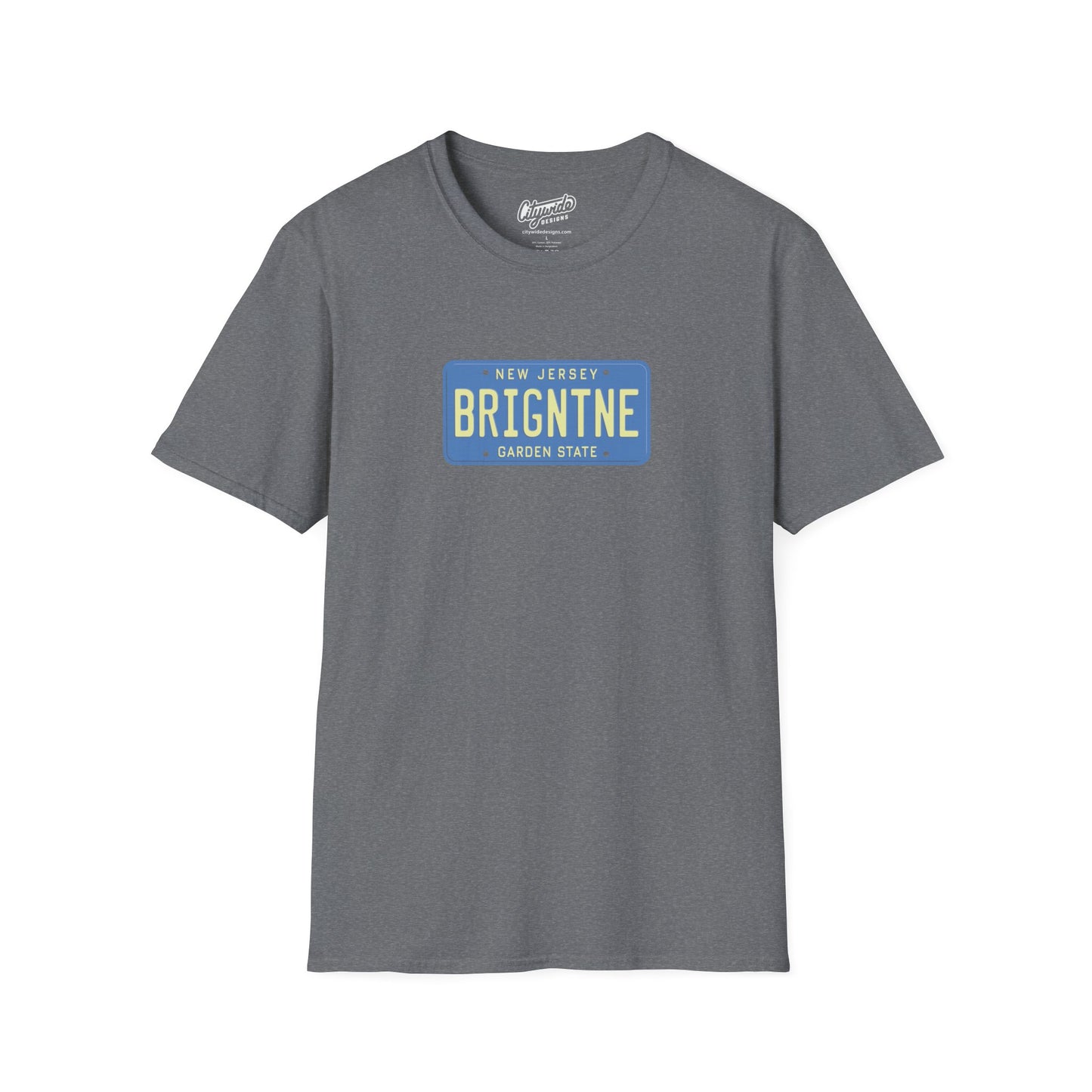 New Jersey Personalized License Plate Graphic Tee with Brigantine Text