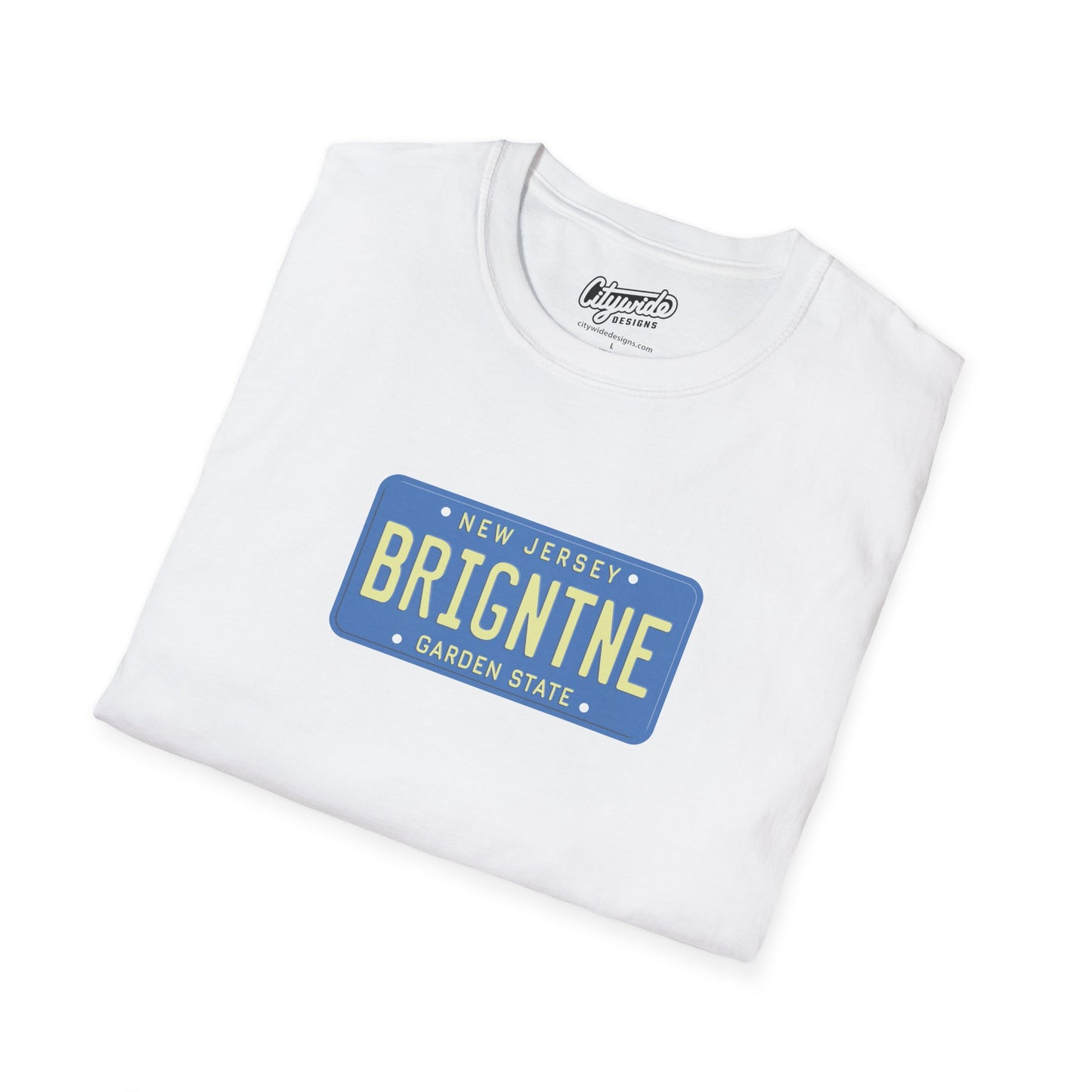 New Jersey Personalized License Plate Graphic Tee with Brigantine Text