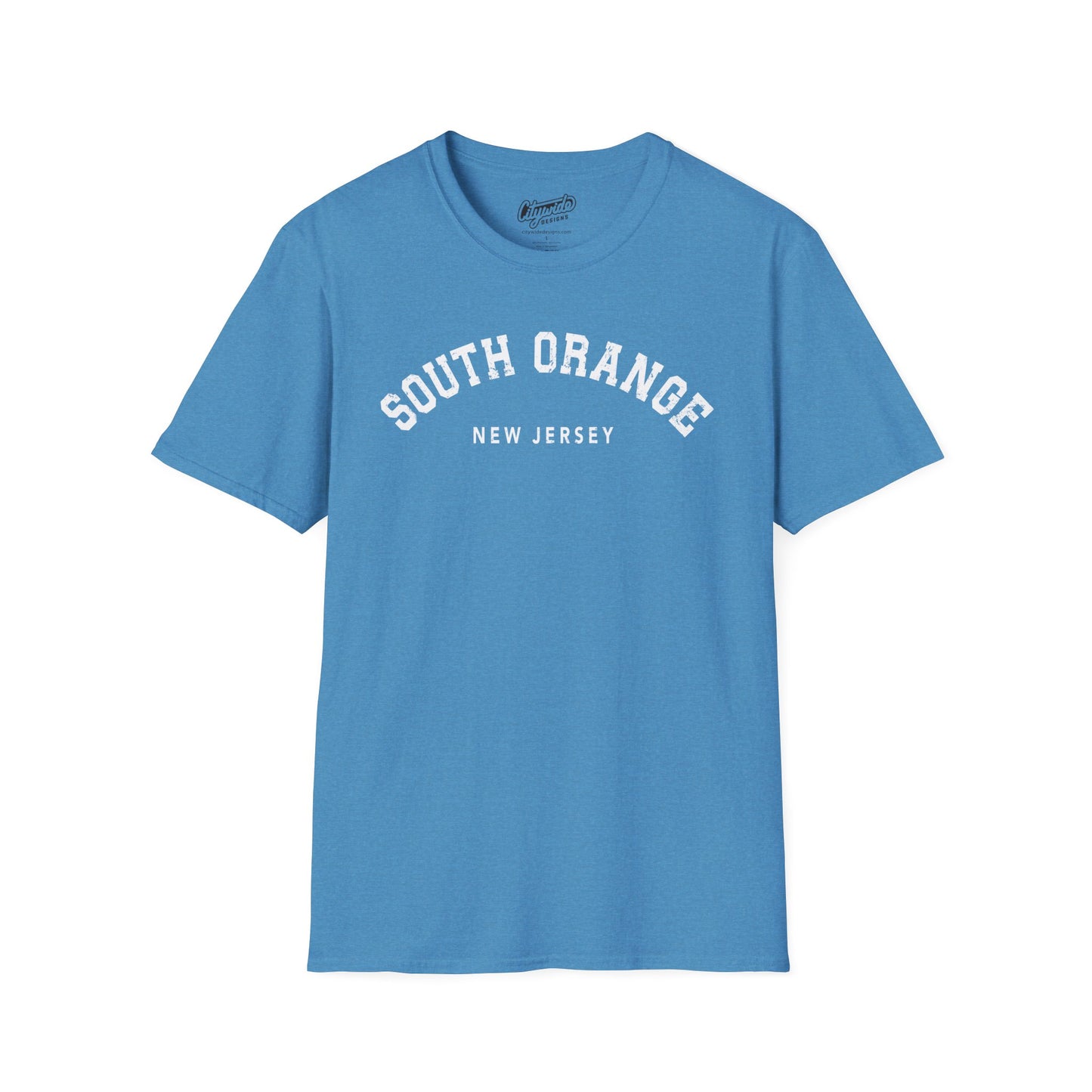 South Orange, NJ, Arched Varsity Text T-Shirt With Distressed Look