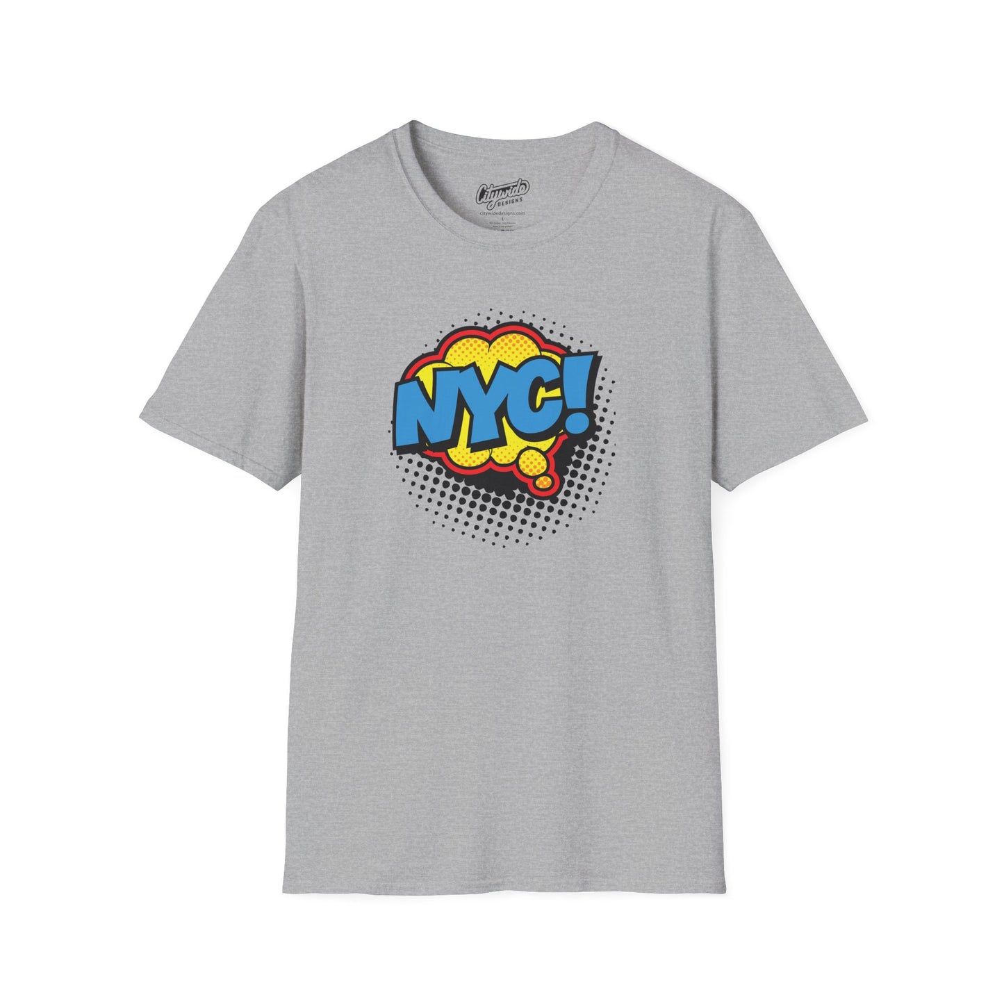 NYC in Pop Art Comic Word Bubble Graphic Tee with Halftone Dots