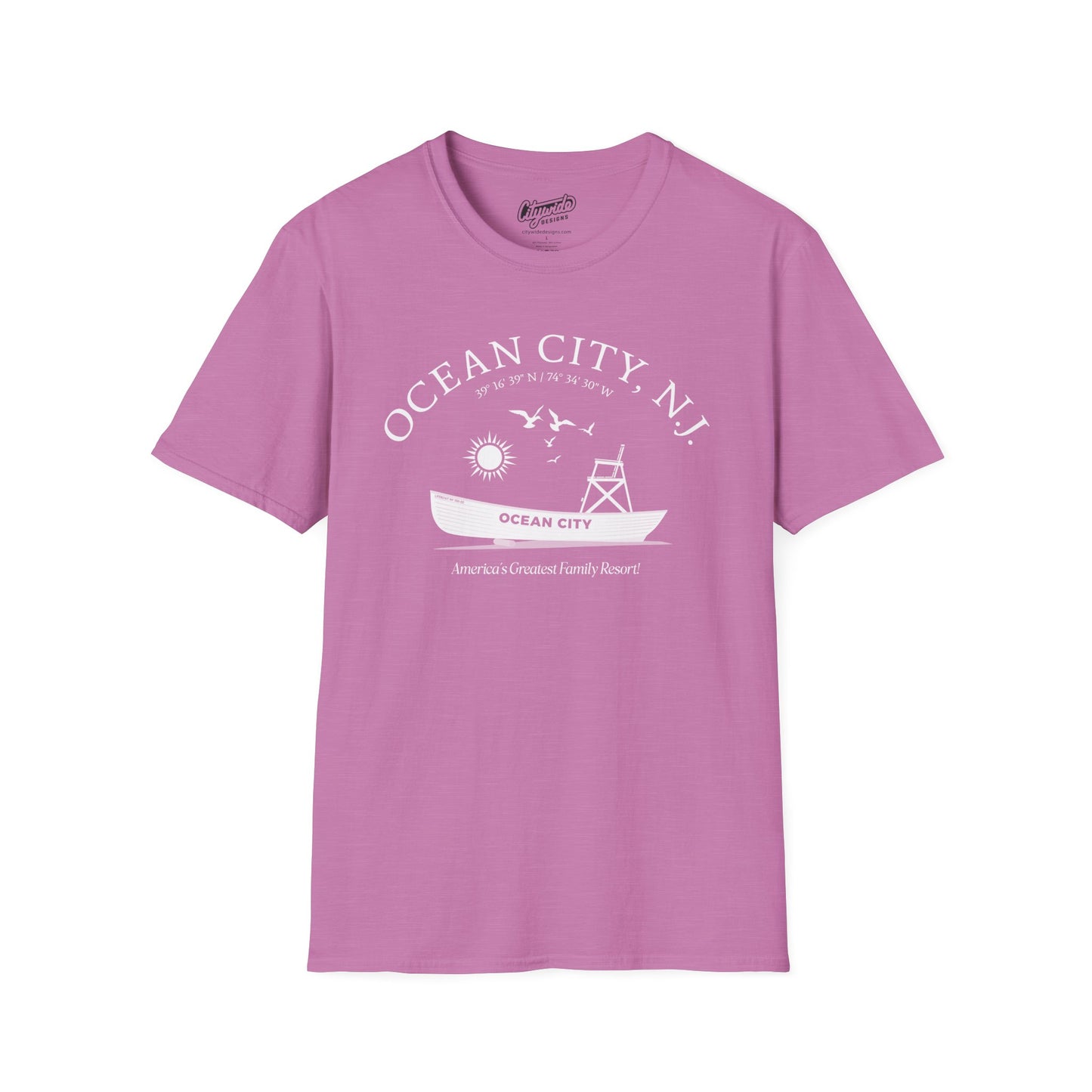 Ocean City, NJ, Beach Patrol Boat, Setting Sun T-Shirt