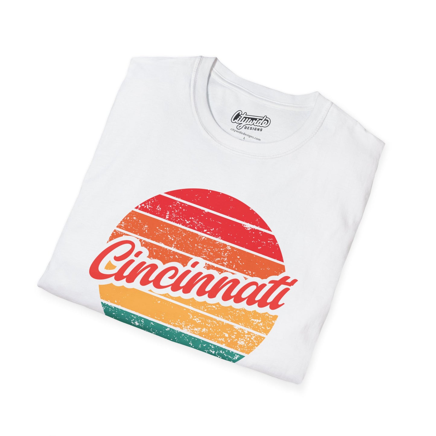 Cincinnati, OH, Colorful Retro Sunset Graphic T-Shirt