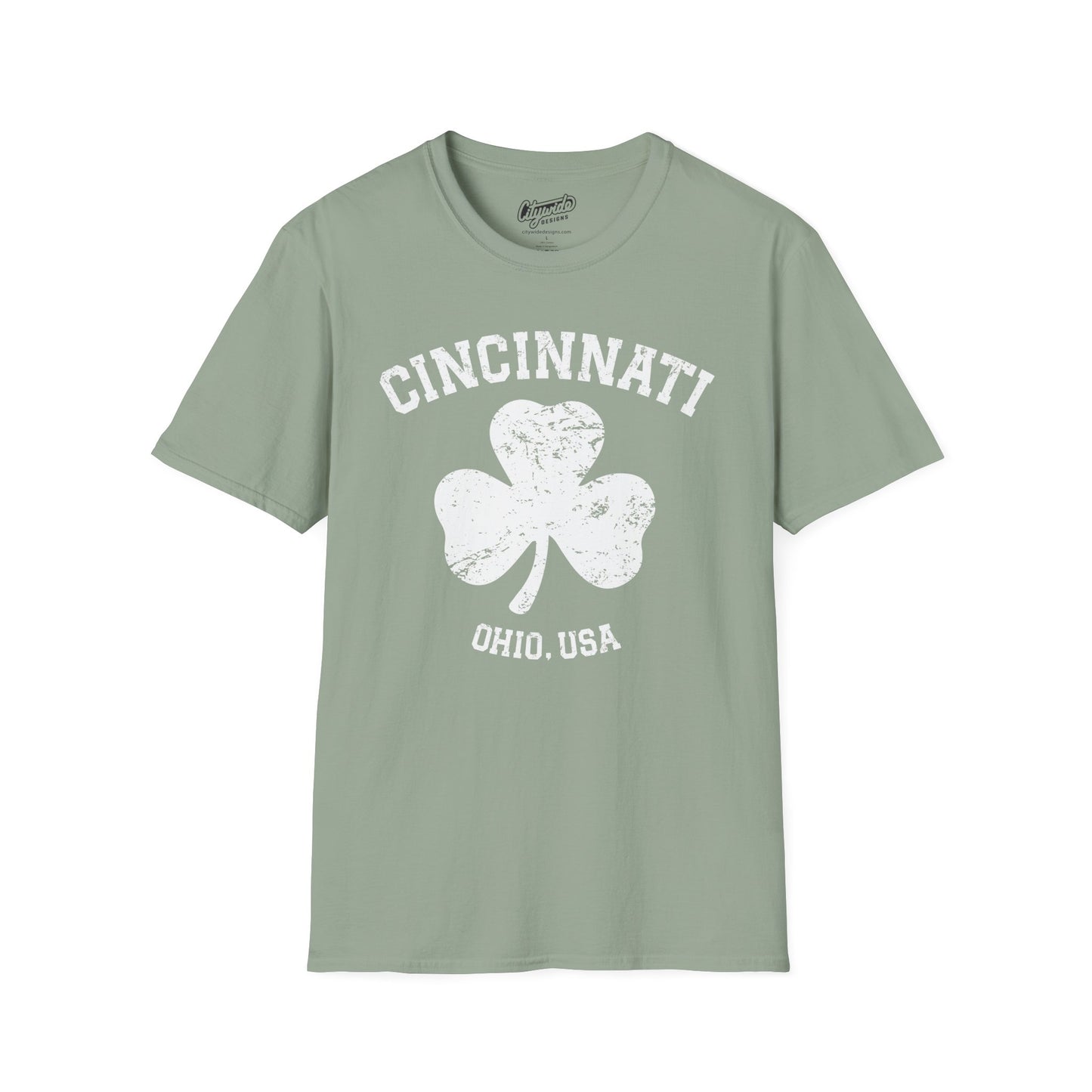 Cincinnati Big Shamrock T-Shirt, White Ink, Great for St. Patricks Day